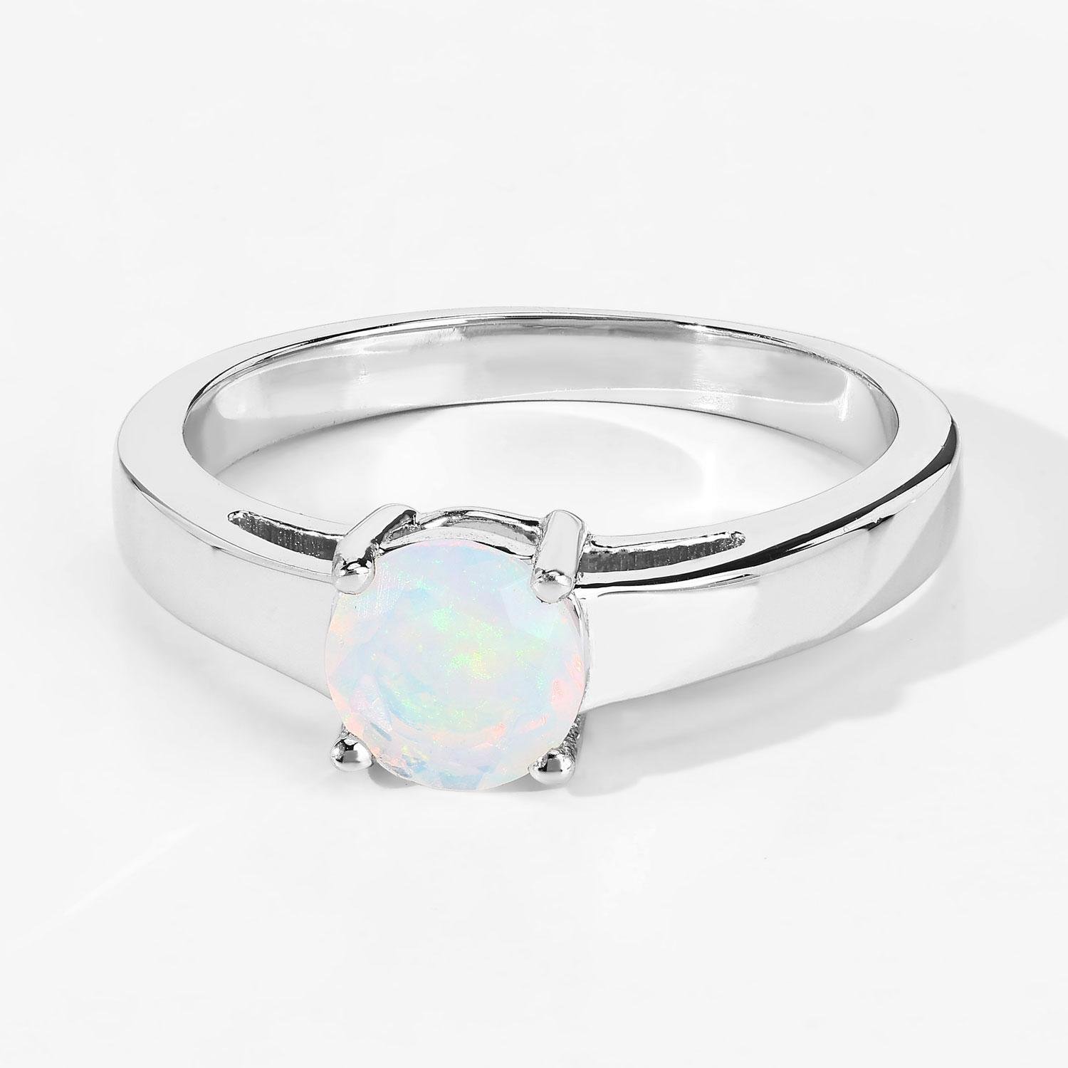 0.50 Carat Genuine Ethiopian Opal .925 Sterling Silver Ring