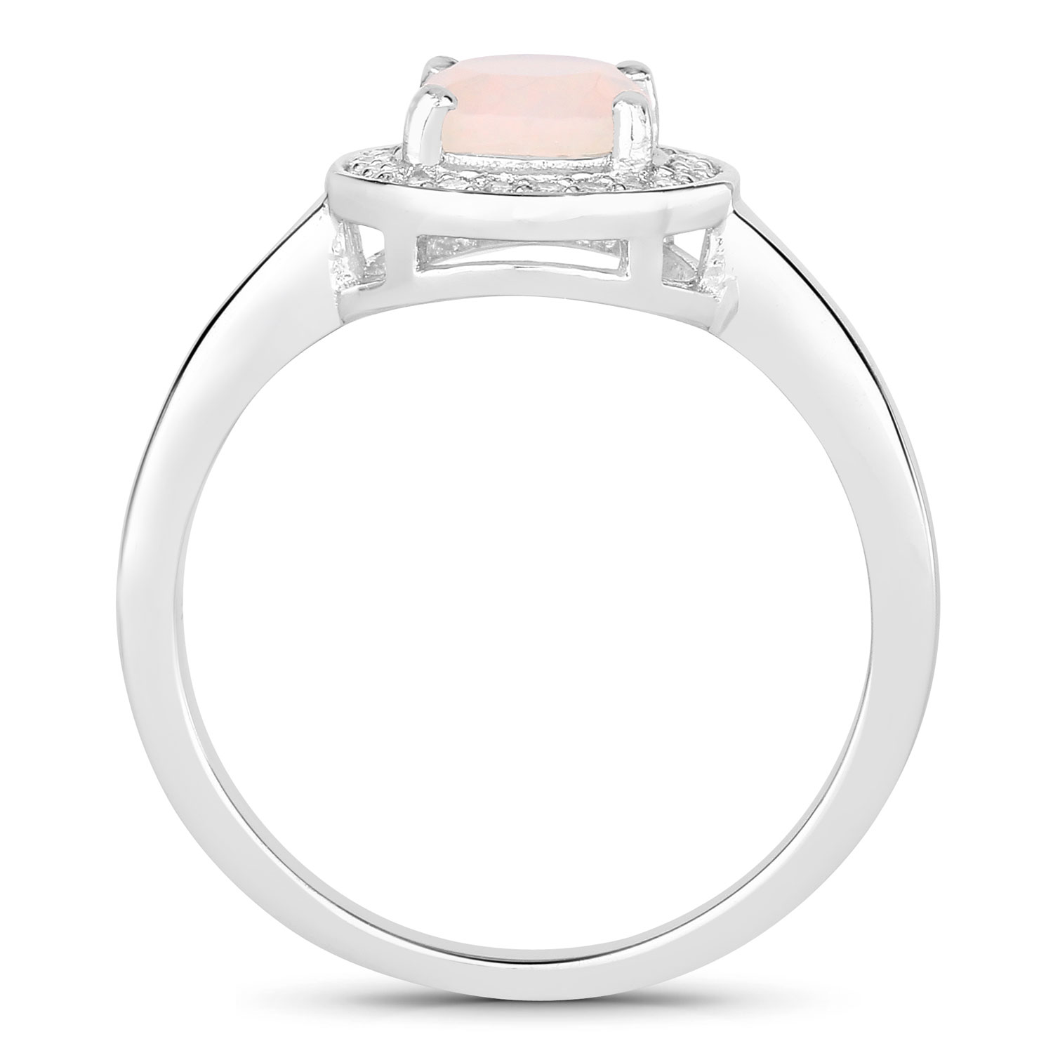 0.61 Carat Genuine Ethiopian Opal and Created White Sapphire .925 Sterling Silver Ring