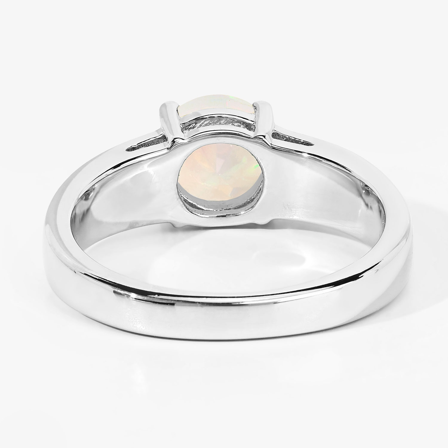 0.68 Carat Genuine Ethiopian Opal and Created White Sapphire .925 Sterling Silver Ring