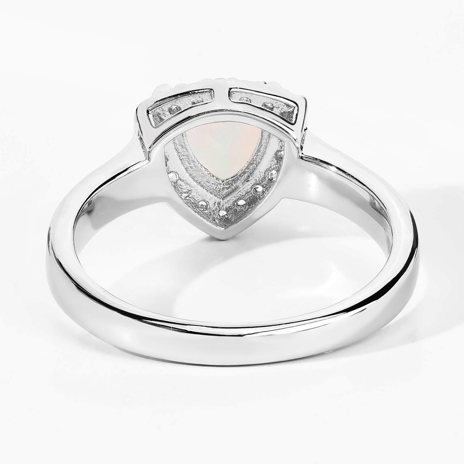 0.76 Carat Genuine Ethiopian Opal and Created White Sapphire .925 Sterling Silver Ring