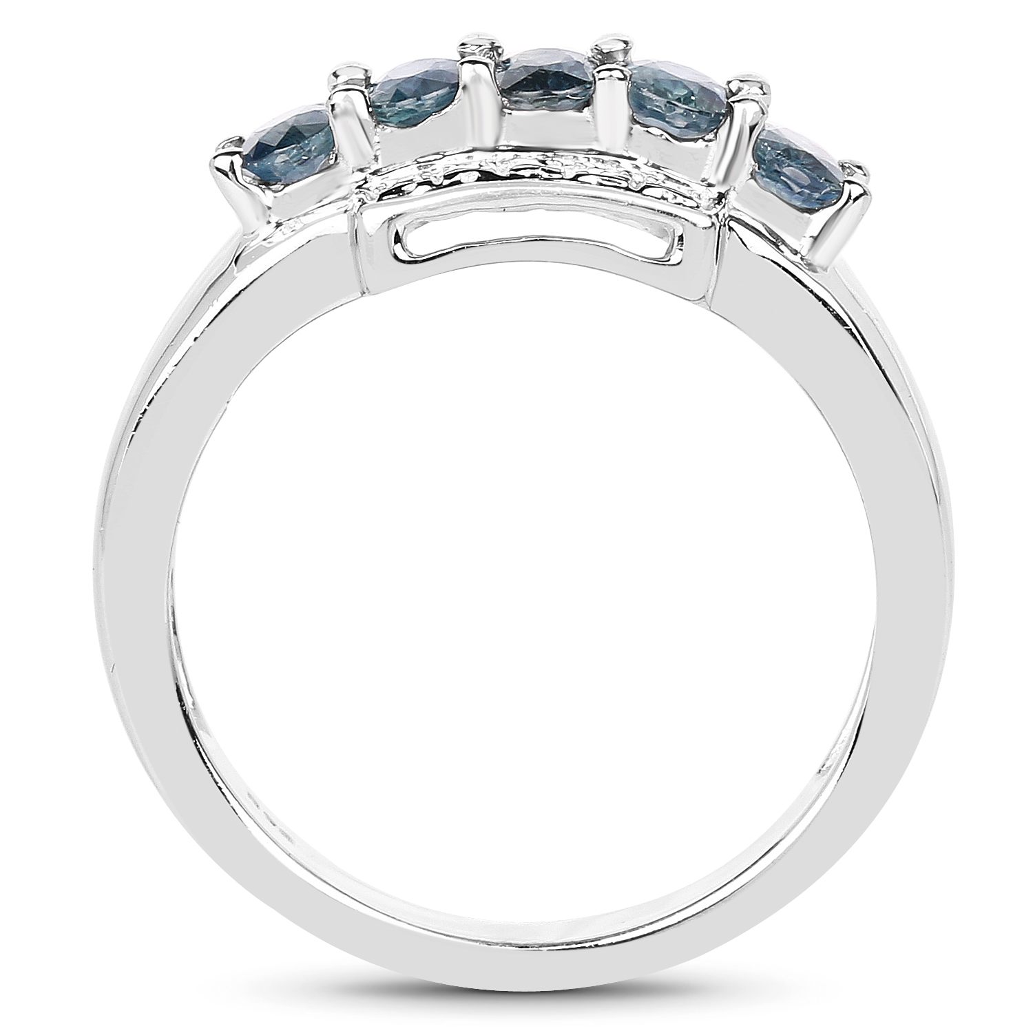 1.10 Carat Genuine Blue Sapphire .925 Sterling Silver Ring