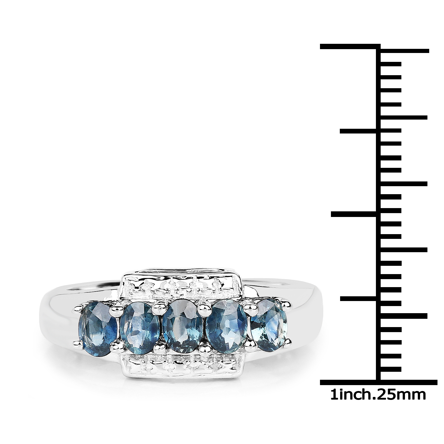 1.10 Carat Genuine Blue Sapphire .925 Sterling Silver Ring
