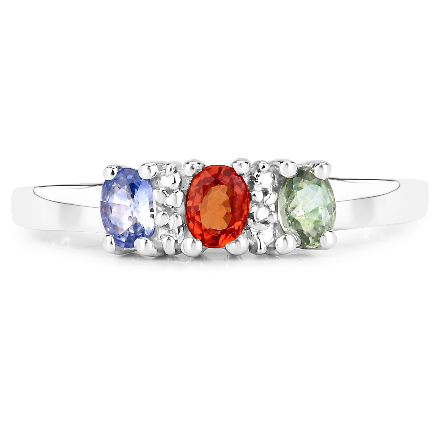 0.61 Carat Genuine Multi Sapphire .925 Sterling Silver Ring