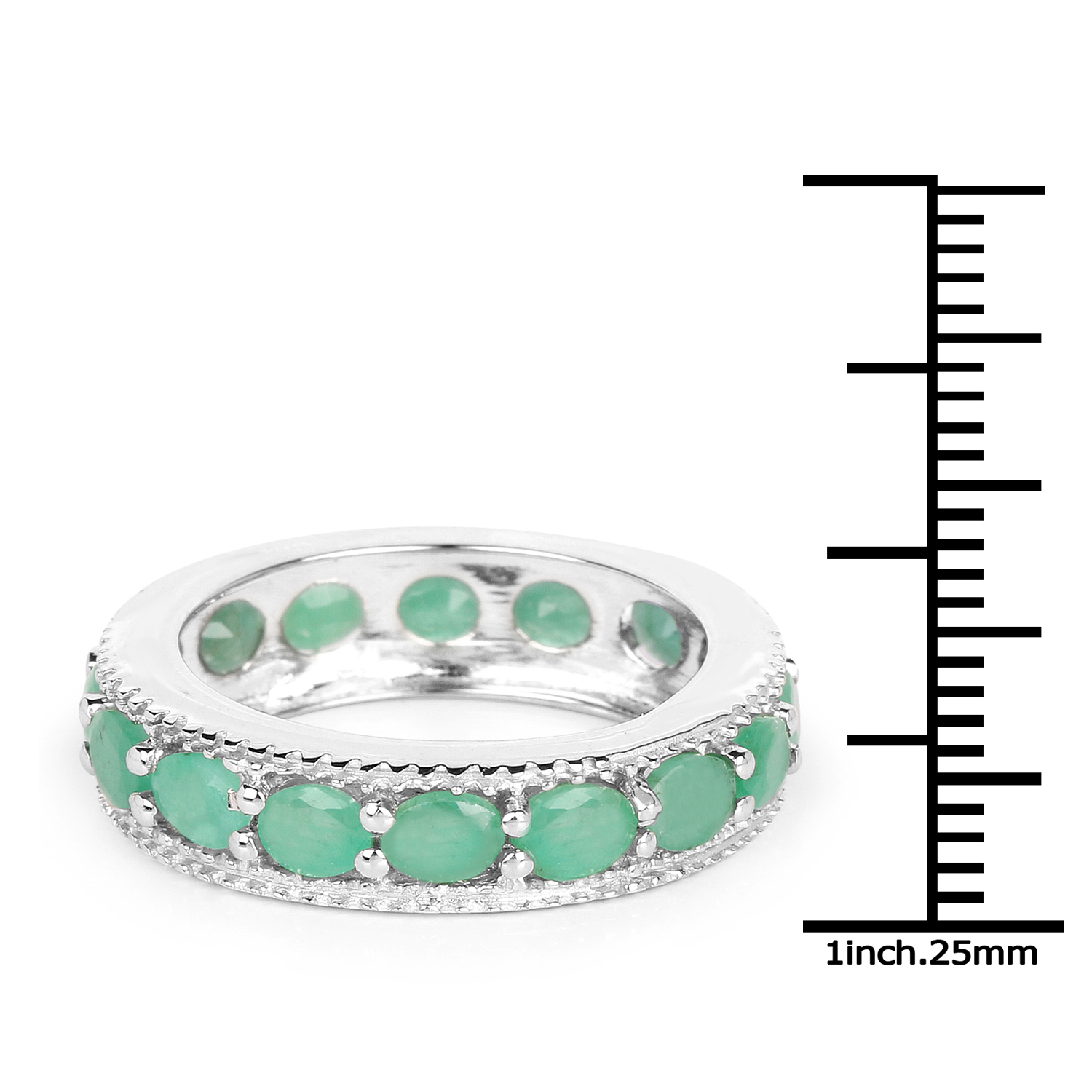 2.24 Carat Genuine Emerald .925 Sterling Silver Ring