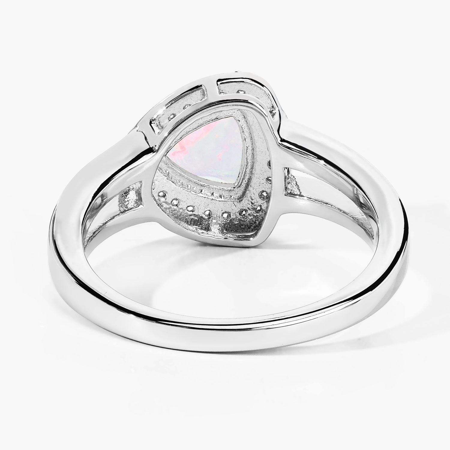 0.72 Carat Genuine Ethiopian Opal and Created White Sapphire .925 Sterling Silver Ring