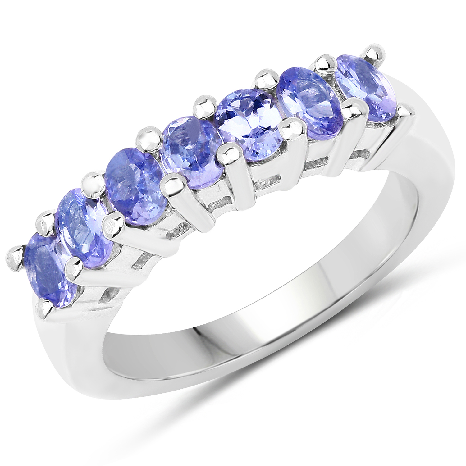 1.19 Carat Genuine Tanzanite .925 Sterling Silver Ring