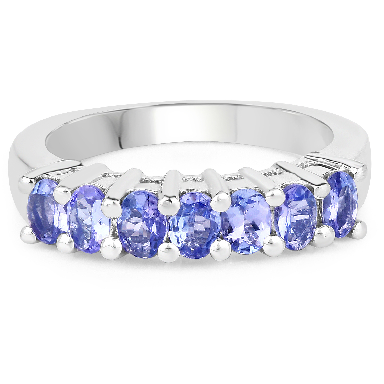 1.19 Carat Genuine Tanzanite .925 Sterling Silver Ring