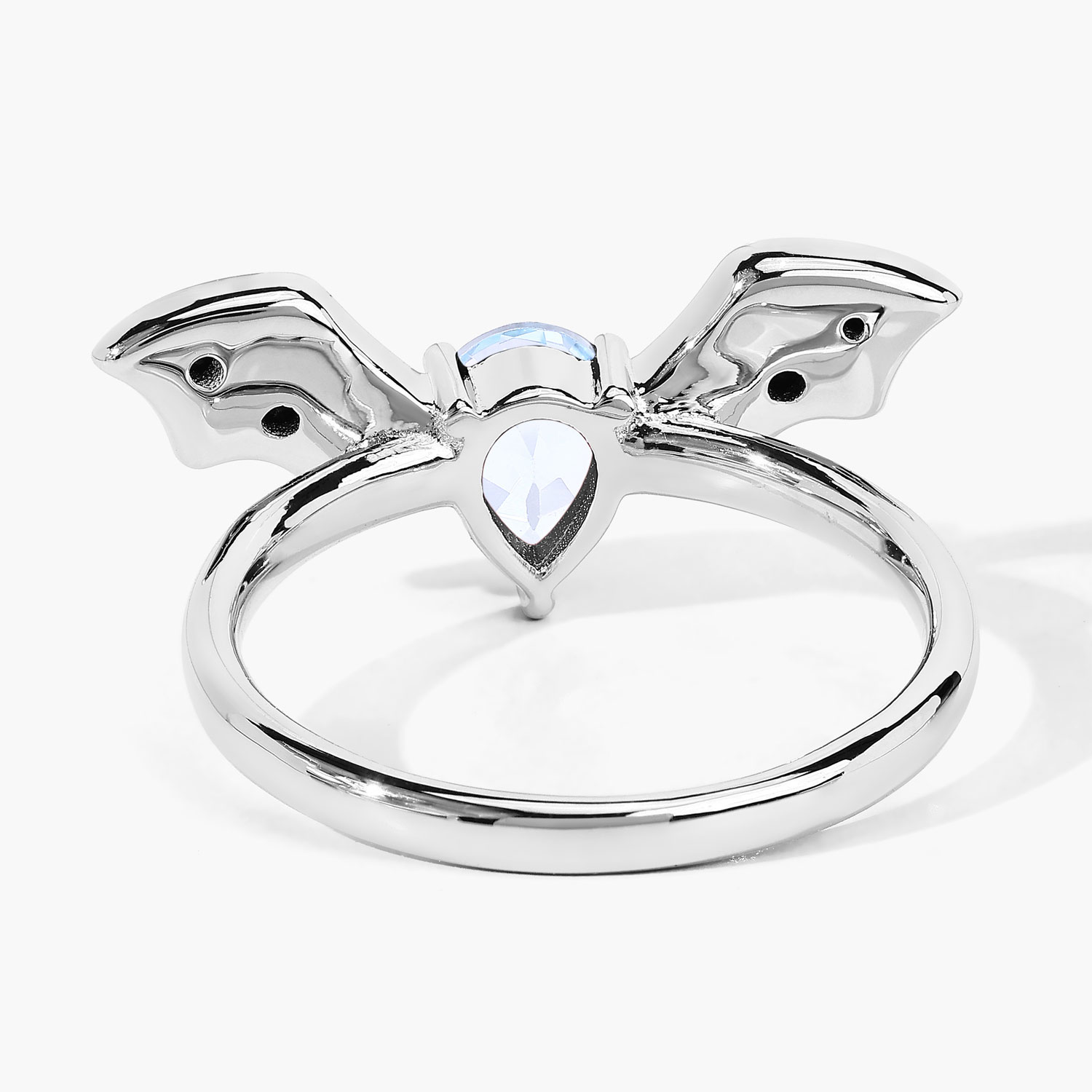 1.08 Carat Genuine Blue Topaz and Black Spinel .925 Sterling Silver Ring