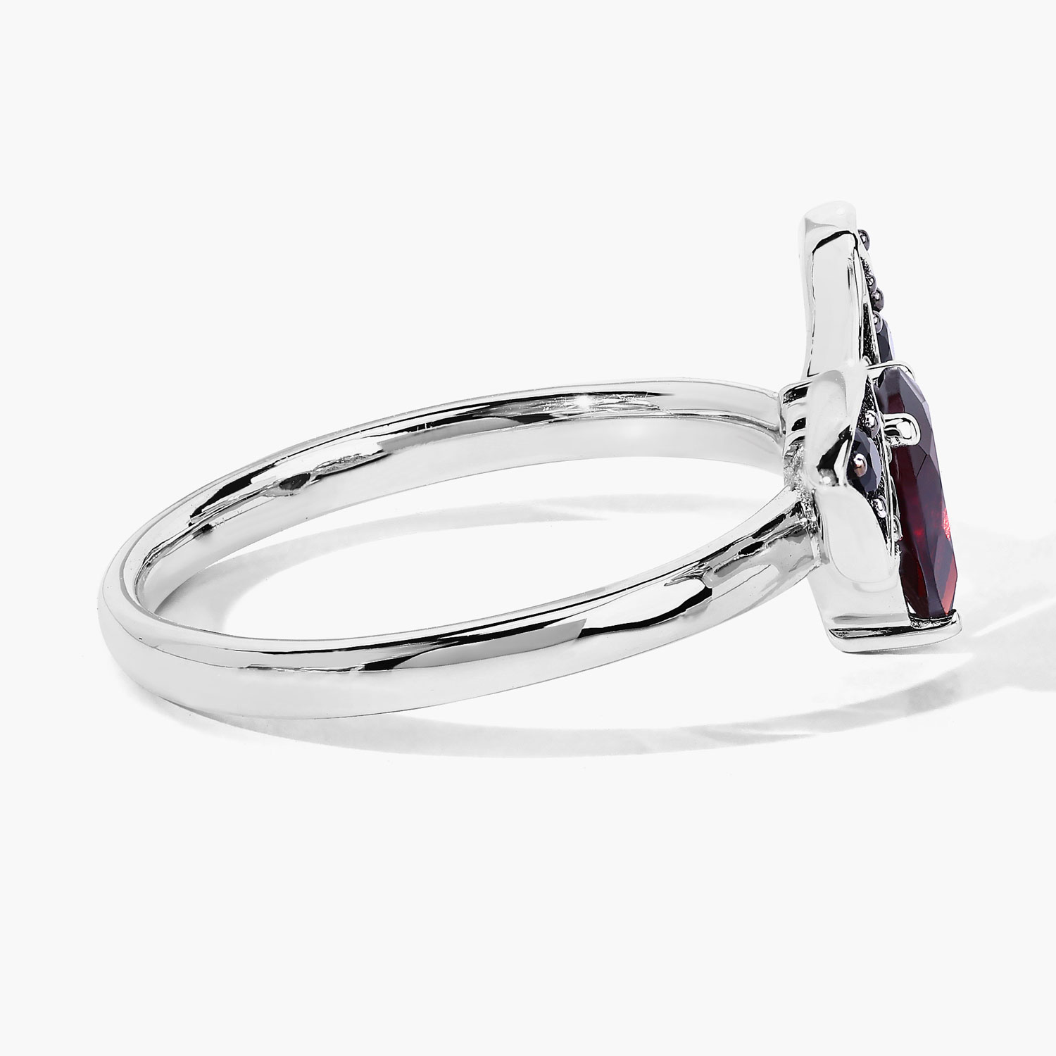 1.02 Carat Genuine Garnet and Black Spinel .925 Sterling Silver Ring