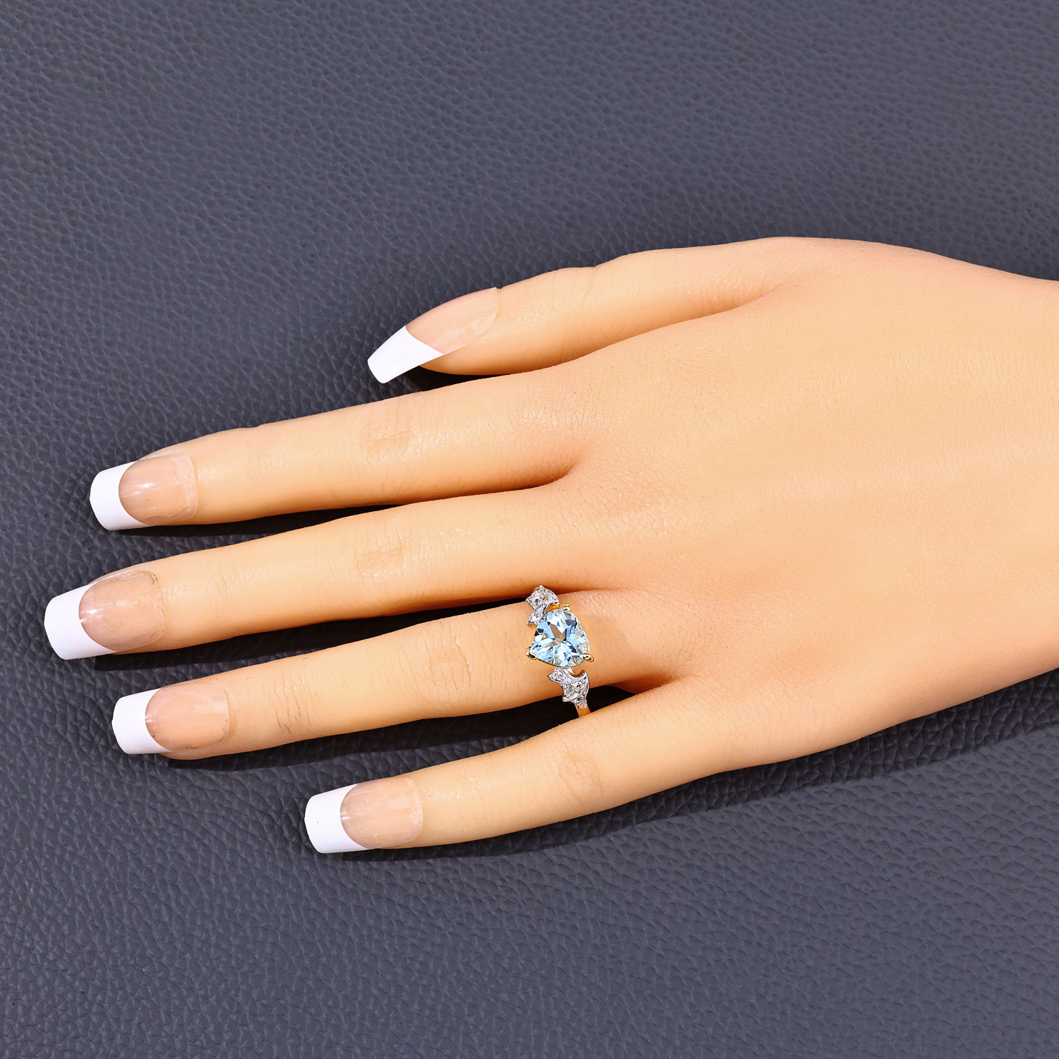 2.12 Carat Genuine Blue Topaz and White Topaz .925 Sterling Silver Ring