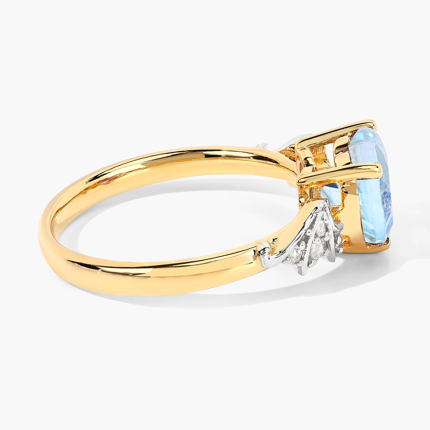 2.12 Carat Genuine Blue Topaz and White Topaz .925 Sterling Silver Ring