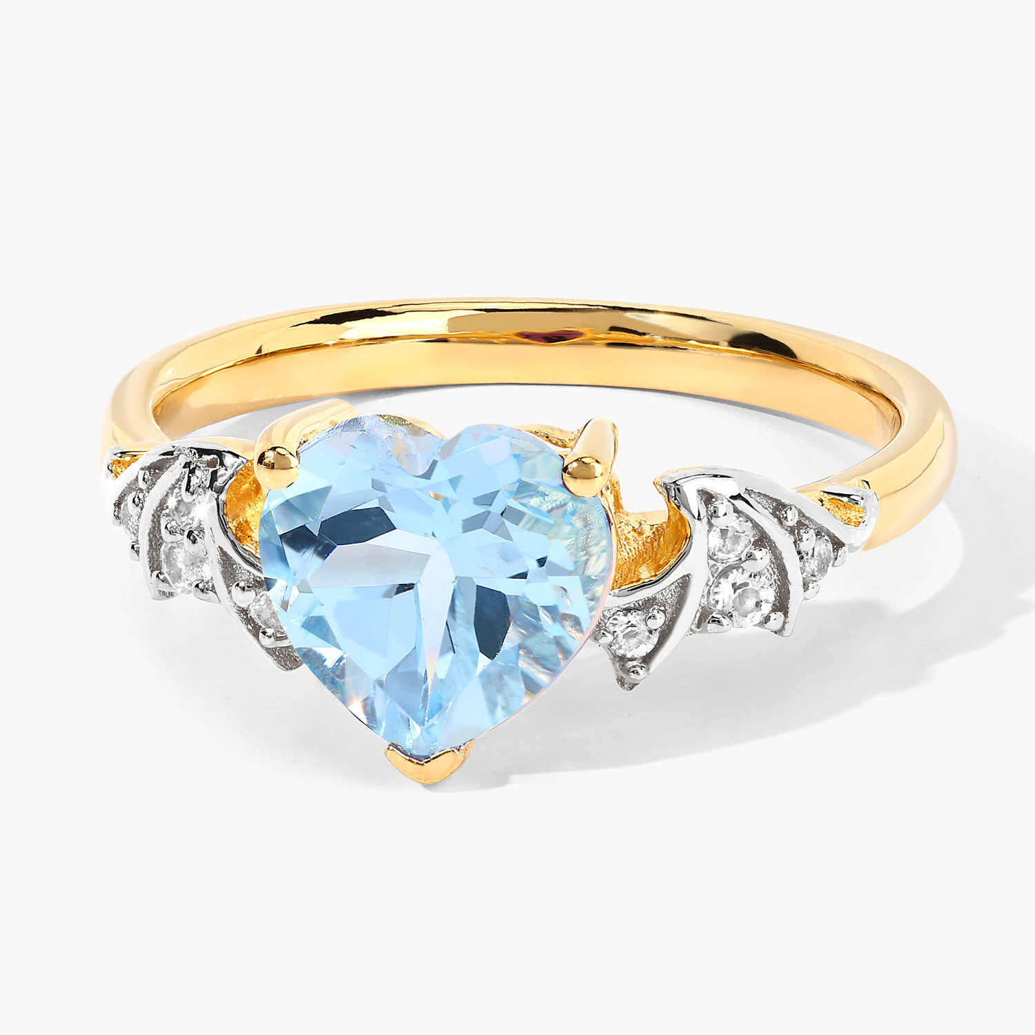 2.12 Carat Genuine Blue Topaz and White Topaz .925 Sterling Silver Ring