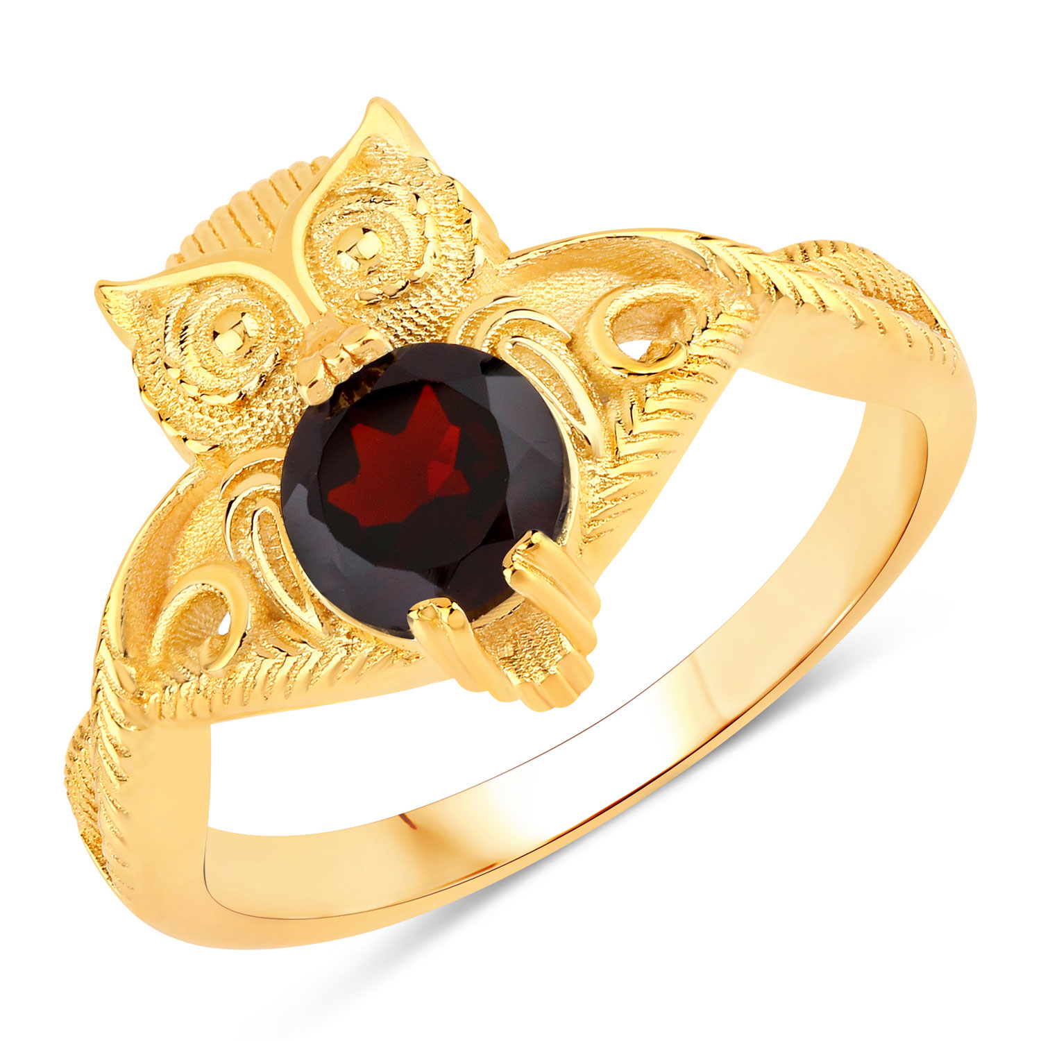 1.00 Carat Genuine Garnet .925 Sterling Silver Ring