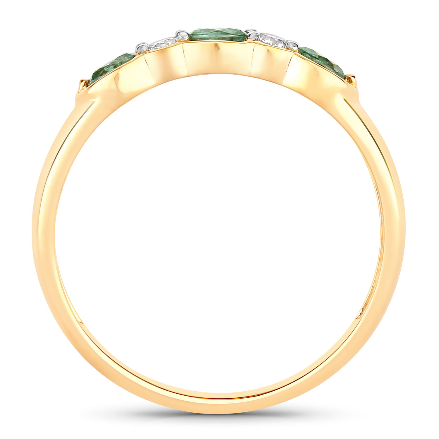 0.45 Carat Genuine Alexandrite and White Diamond 18K Yellow Gold Ring