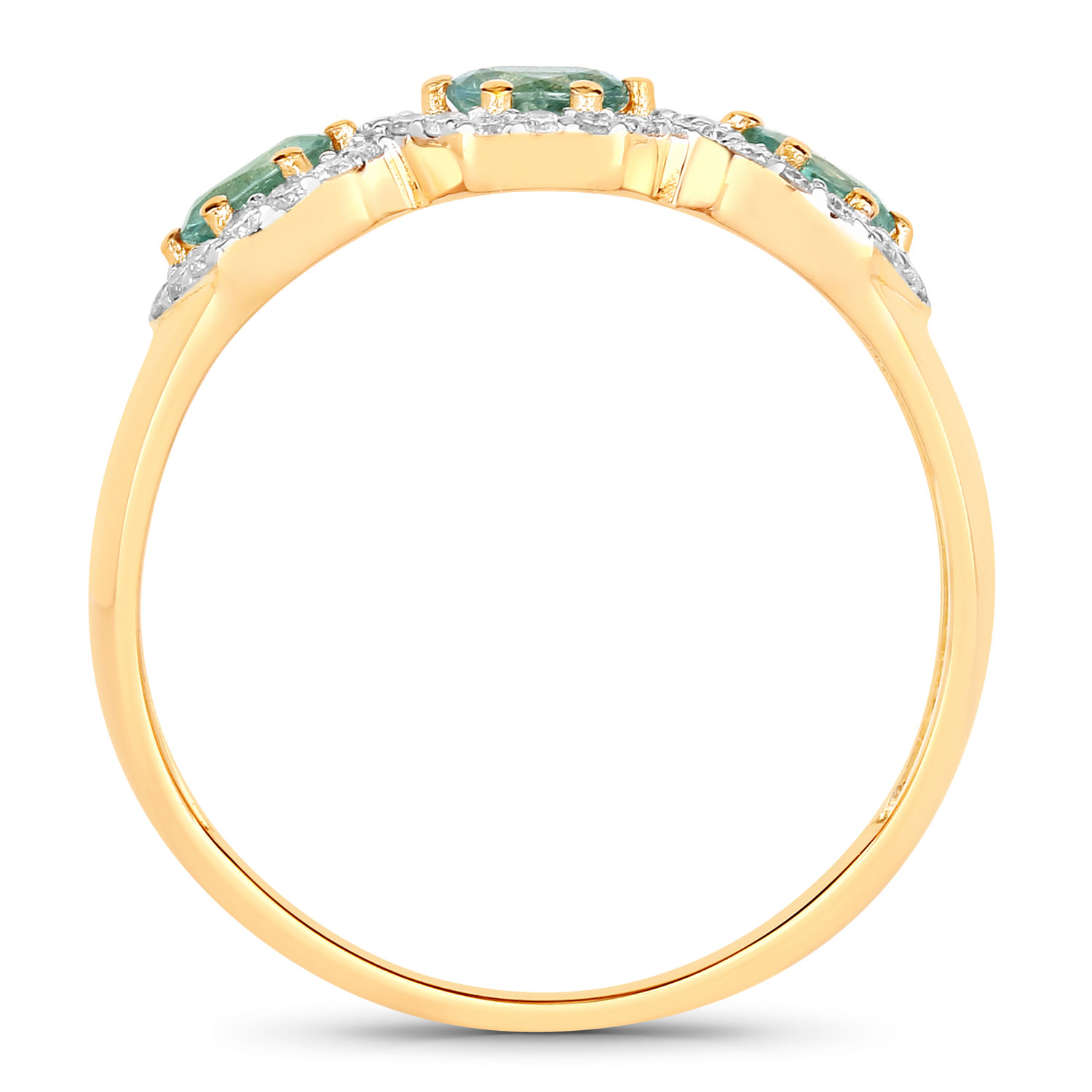 0.60 Carat Genuine Alexandrite and White Diamond 18K Yellow Gold Ring