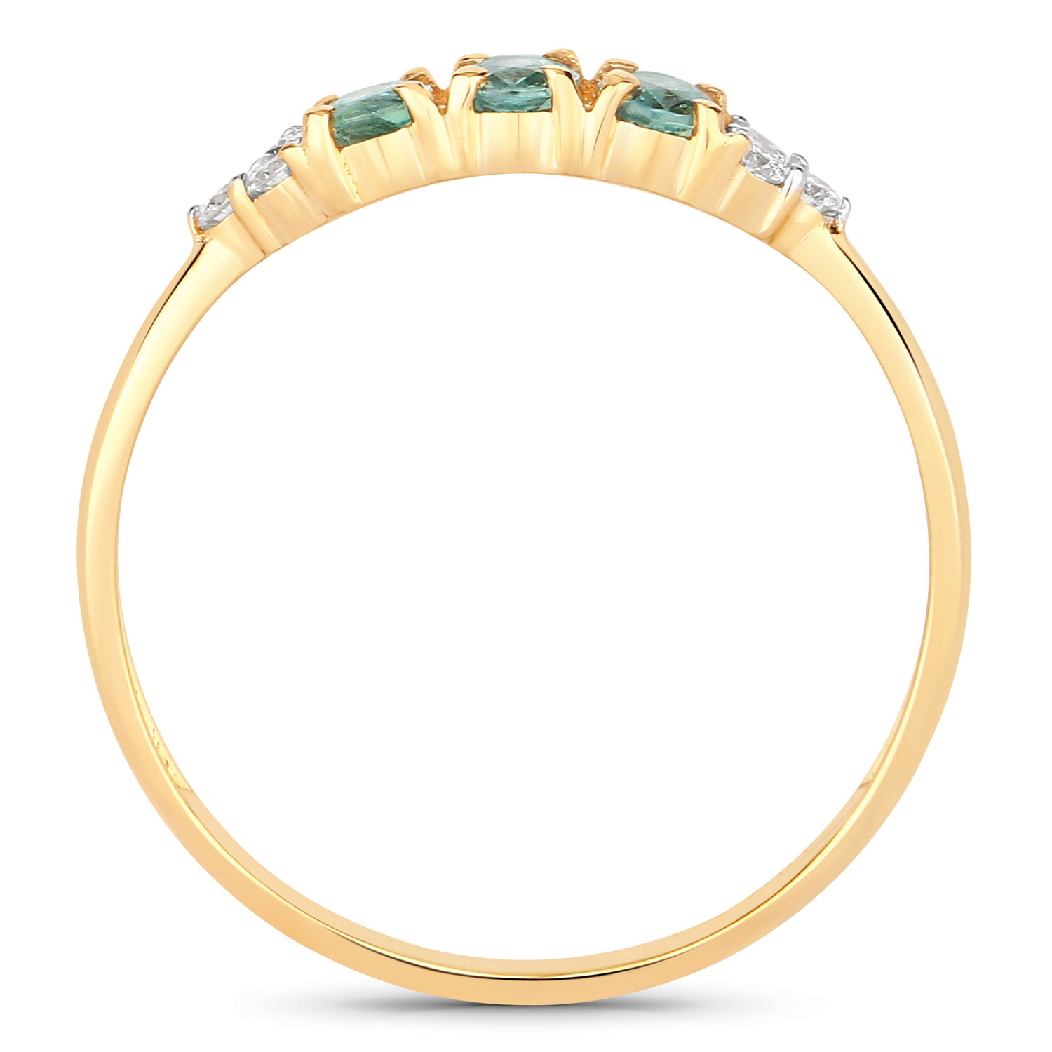 0.50 Carat Genuine Alexandrite and White Diamond 18K Yellow Gold Ring