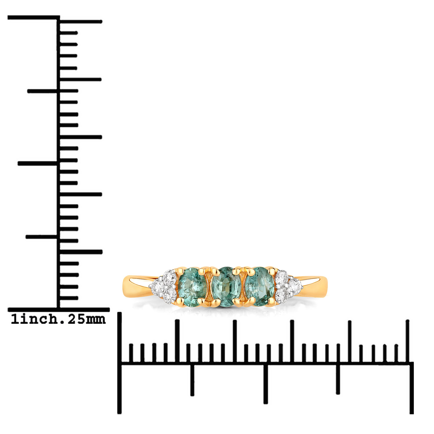 0.50 Carat Genuine Alexandrite and White Diamond 18K Yellow Gold Ring