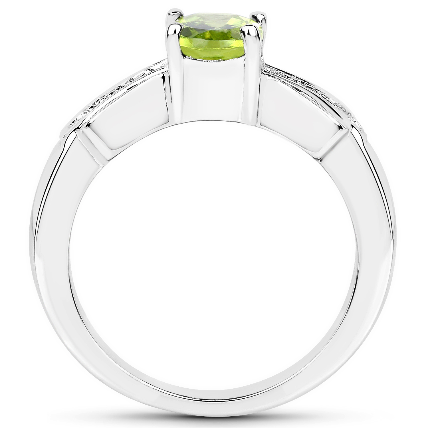 1.13 Carat Genuine Peridot and White Topaz .925 Sterling Silver Ring