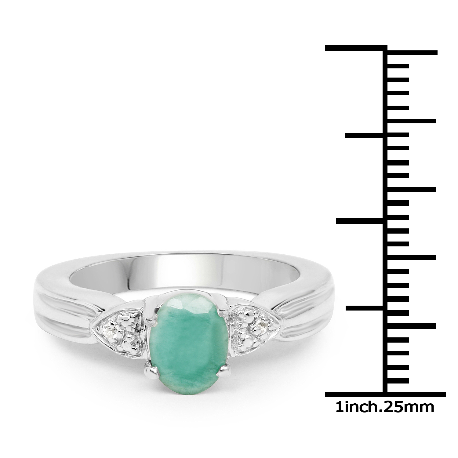 1.08 Carat Genuine Emerald and White Topaz .925 Sterling Silver Ring