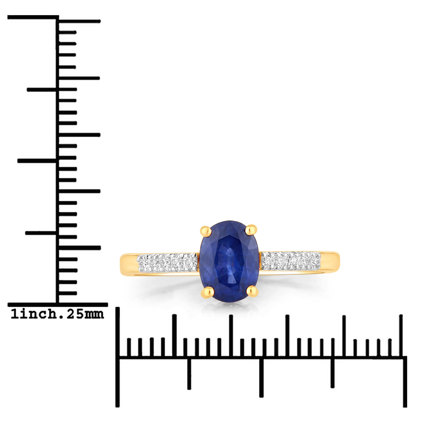 1.22 Carat Genuine Ceylon Blue Sapphire and White Diamond 18K Yellow Gold Ring