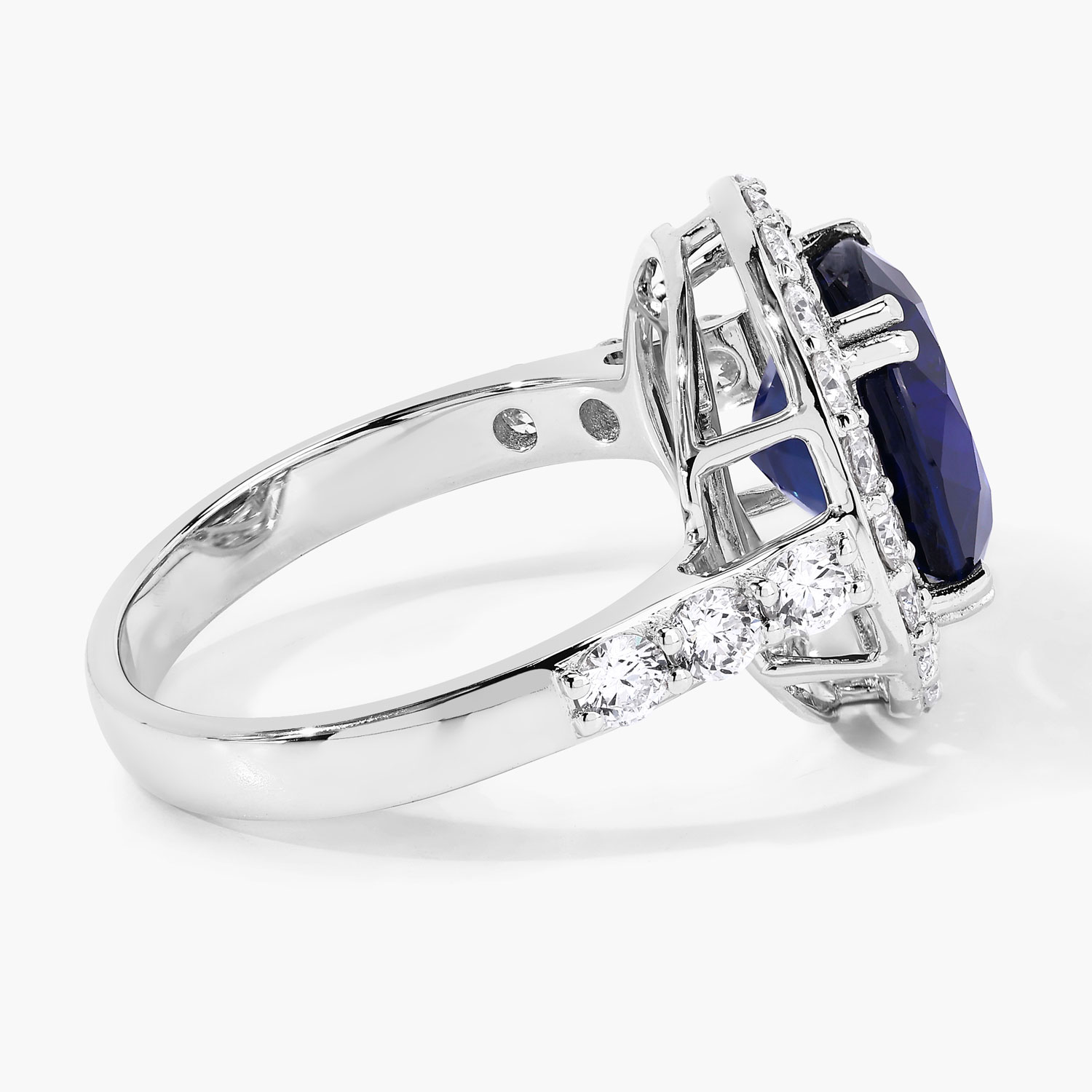 18K White Gold Size 7 Ring 4.74 Carat Sapphire Oval Cut with White Diamond 1.01ct (Vault_Q) - Image 5