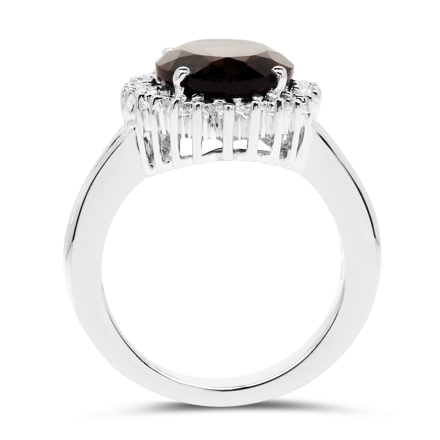 5.24 Carat Genuine Smoky Quartz & White Topaz .925 Sterling Silver Ring