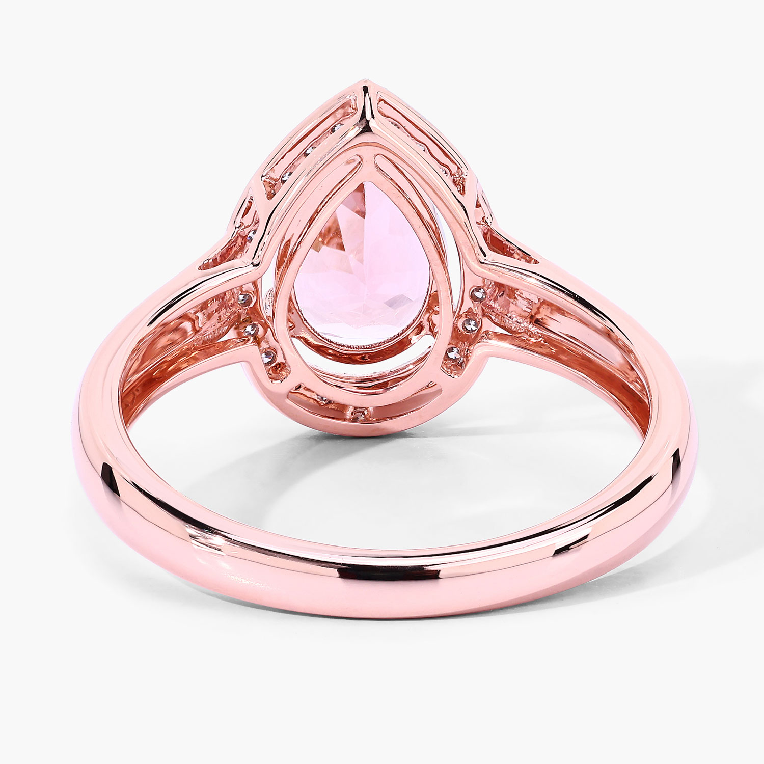 1.05 Carat Genuine Morganite and White Diamond 14K Rose Gold Ring