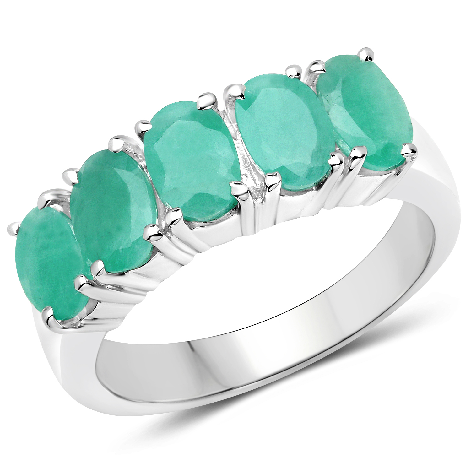 2.20 Carat Genuine Emerald .925 Sterling Silver Ring