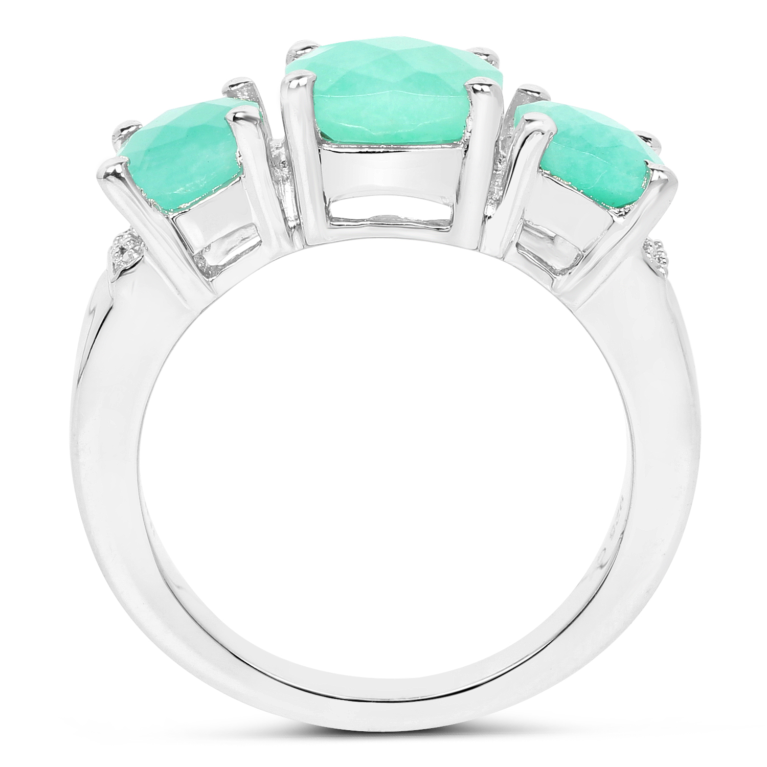 3.45 Carat Genuine Emerald .925 Sterling Silver Ring