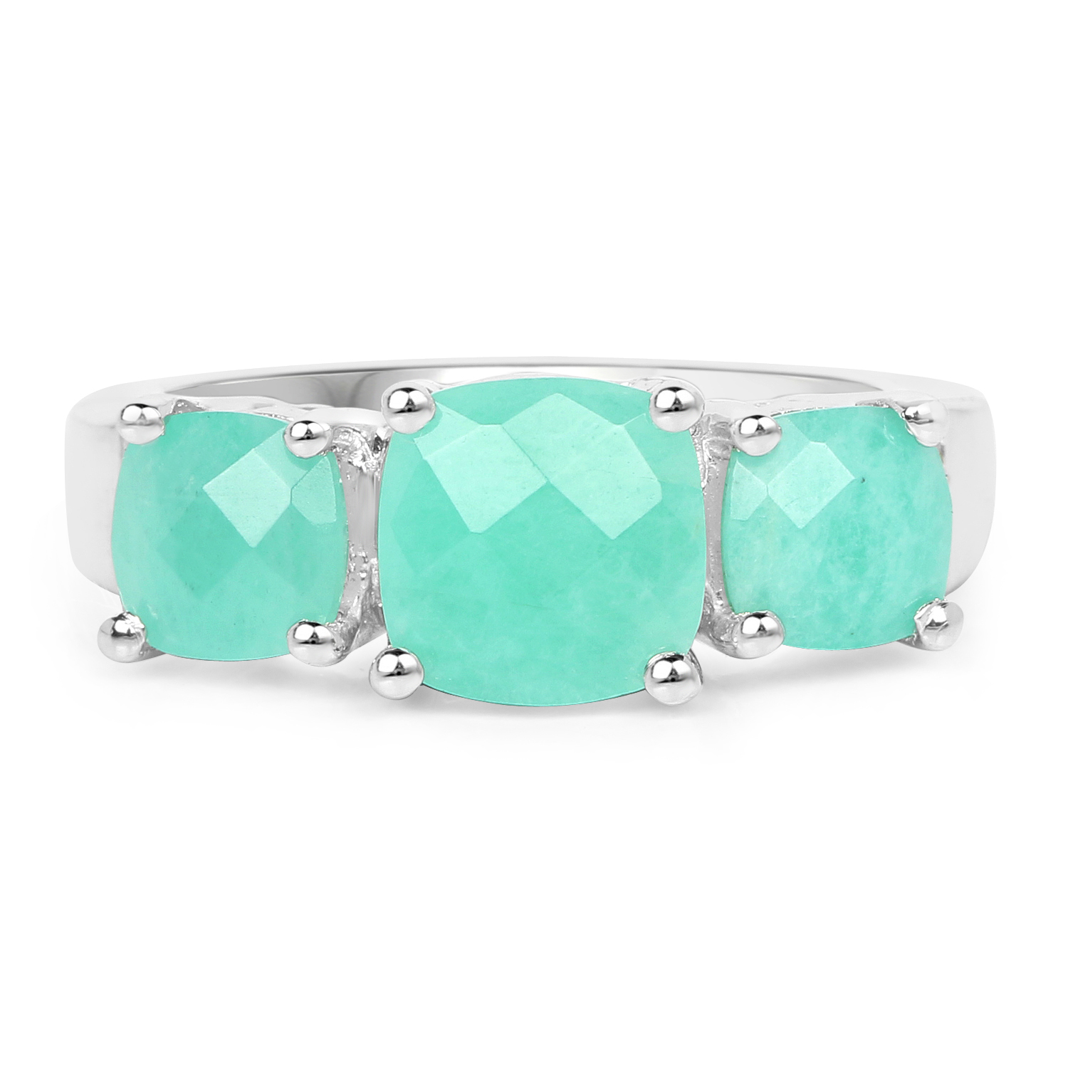 3.45 Carat Genuine Emerald .925 Sterling Silver Ring