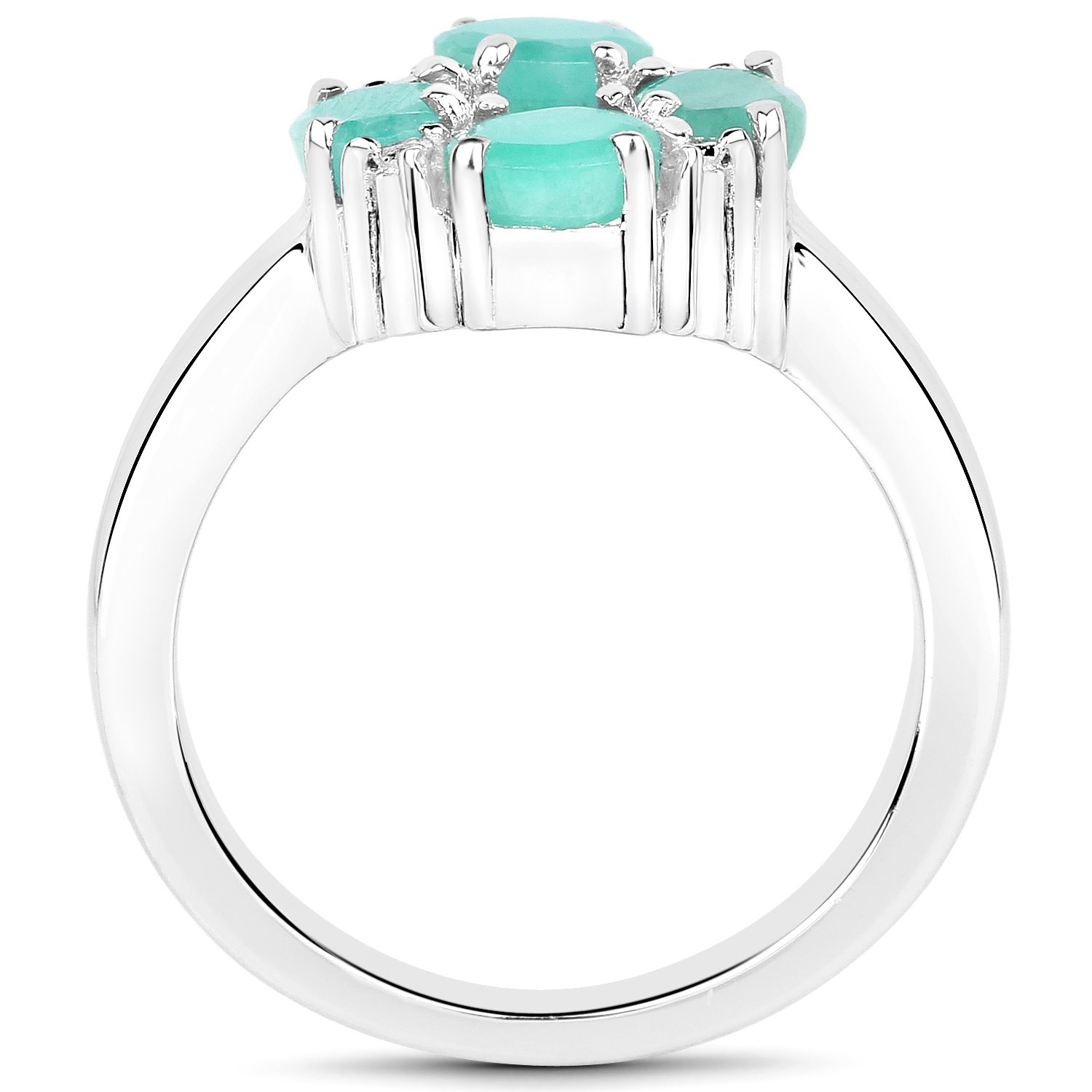 1.14 Carat Genuine Emerald and White Topaz .925 Sterling Silver Ring