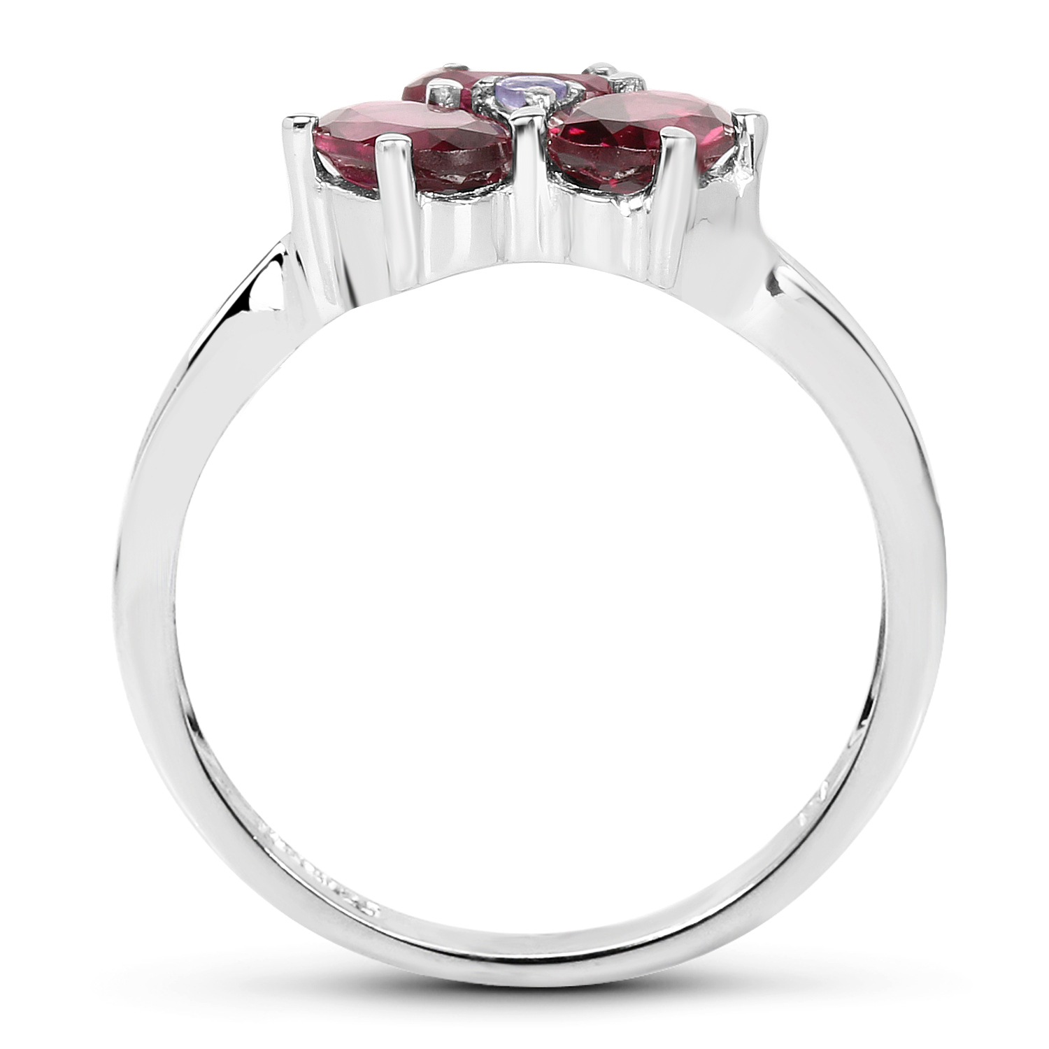 1.58 Carat Genuine Rhodolite and Tanzanite .925 Sterling Silver Ring
