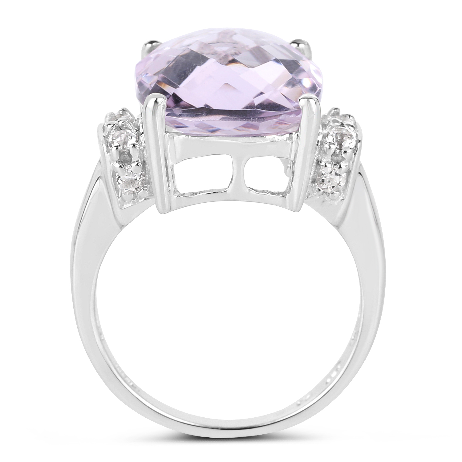 8.57 Carat Genuine Pink Amethyst and White Topaz .925 Sterling Silver Ring