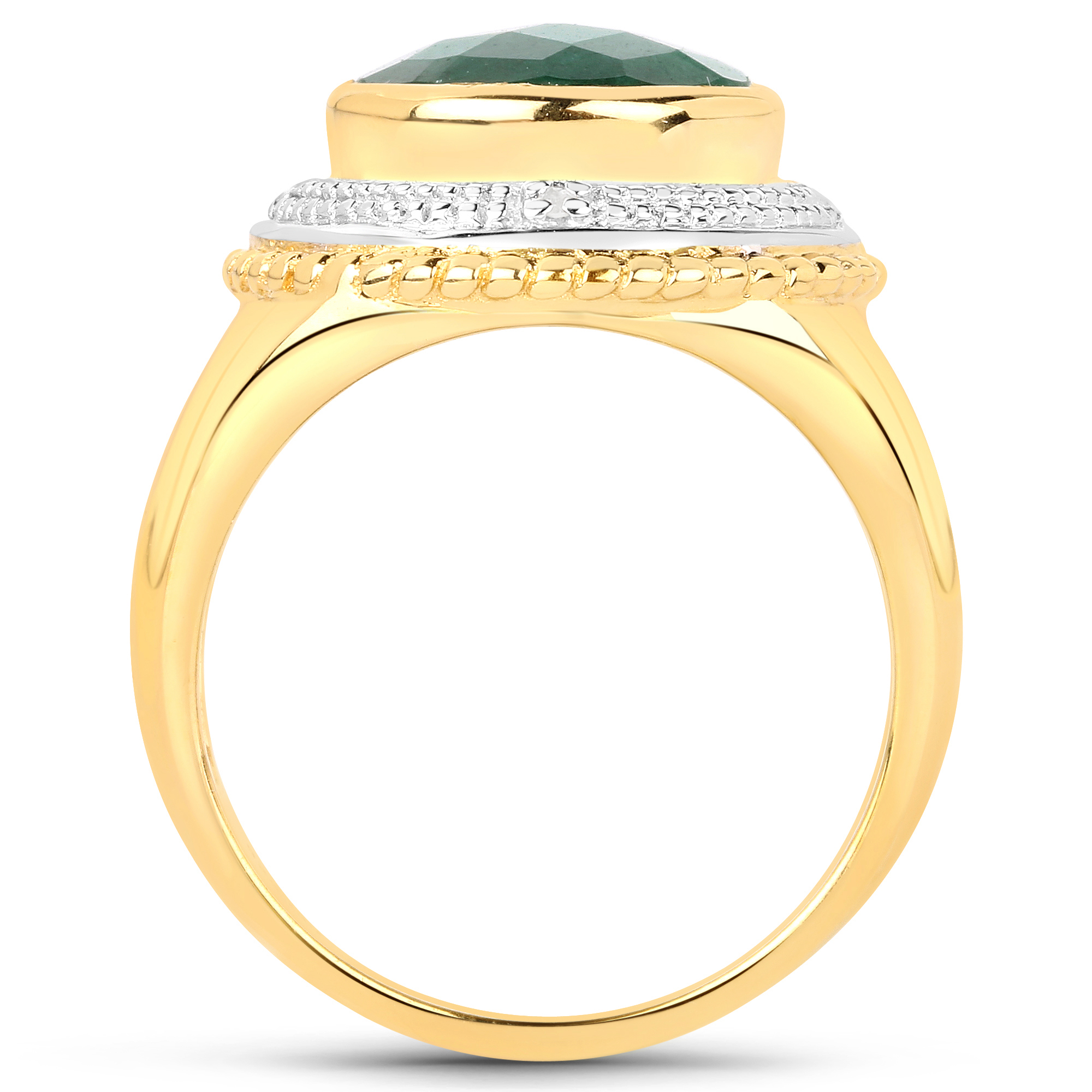 4.42 Carat Dyed Emerald .925 Sterling Silver Ring