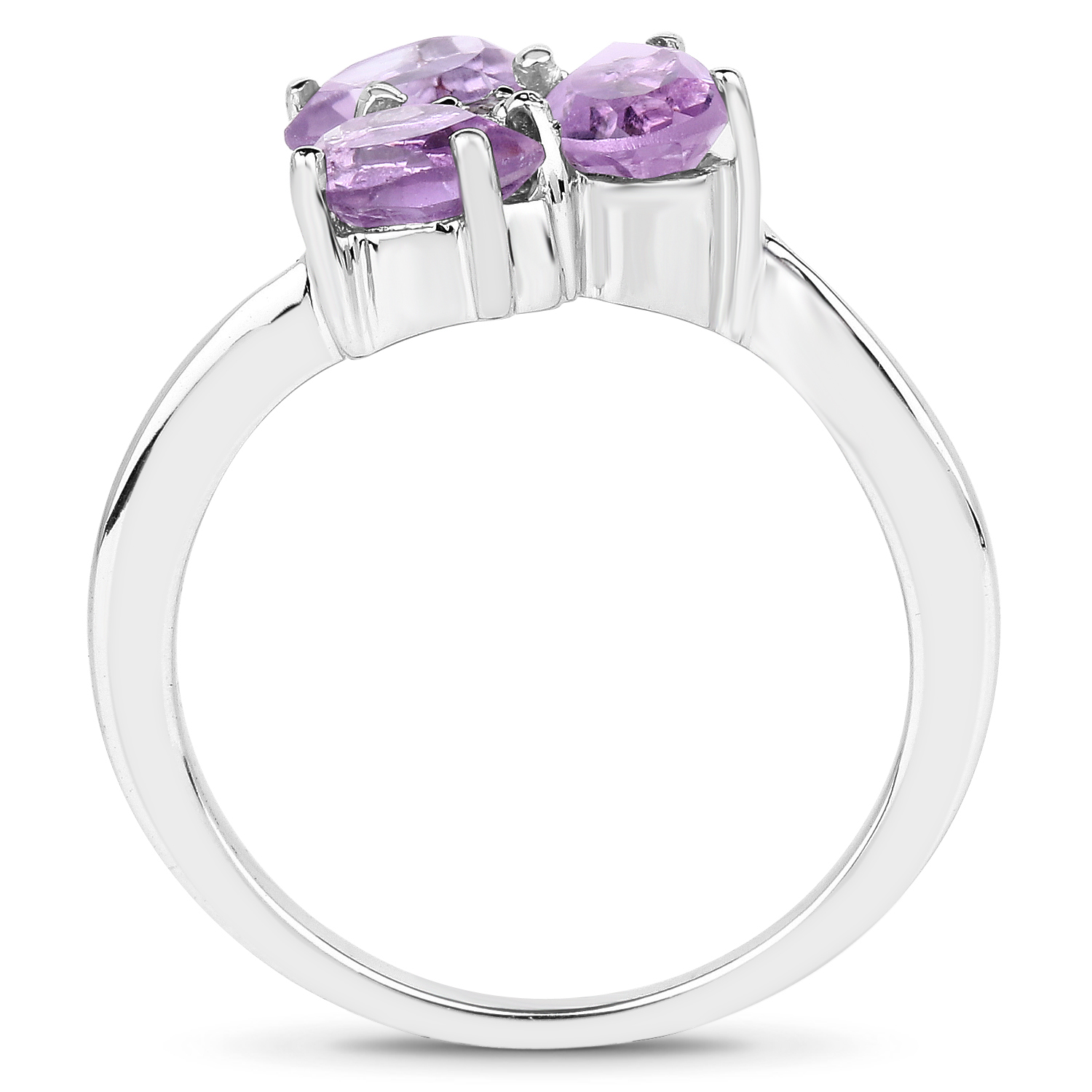 1.13 Carat Genuine Amethyst and White Topaz .925 Sterling Silver Ring