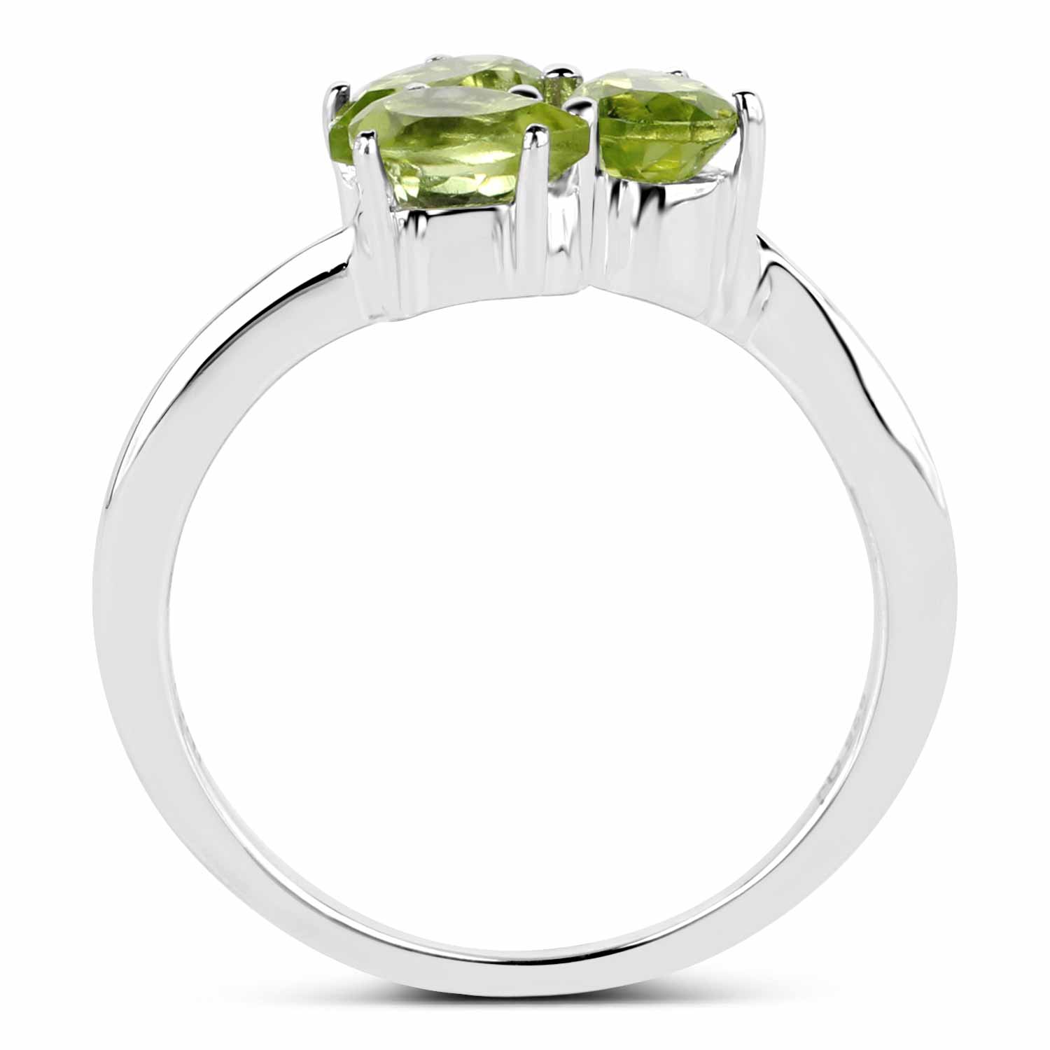 1.22 Carat Genuine Peridot and White Diamond .925 Sterling Silver Ring