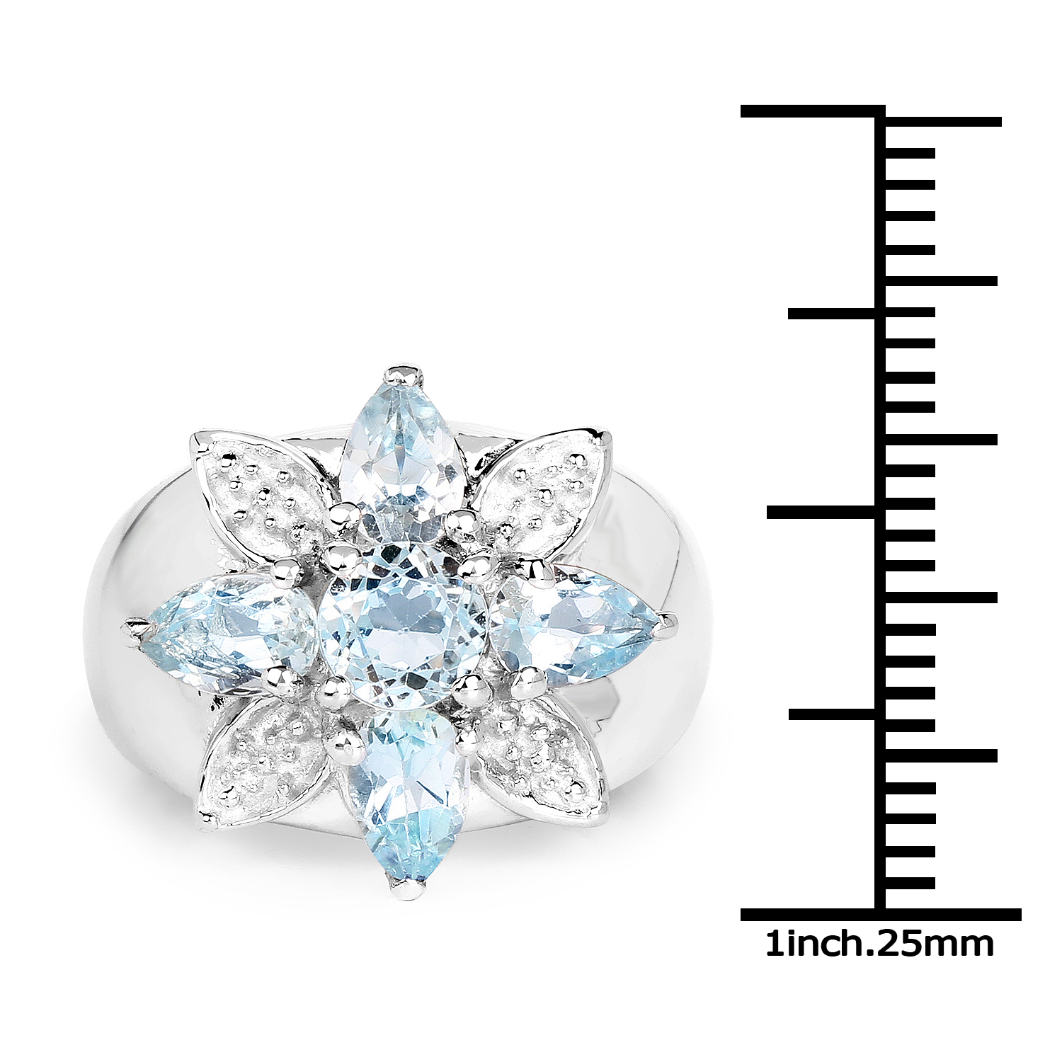 2.92 Carat Genuine Blue Topaz .925 Sterling Silver Ring