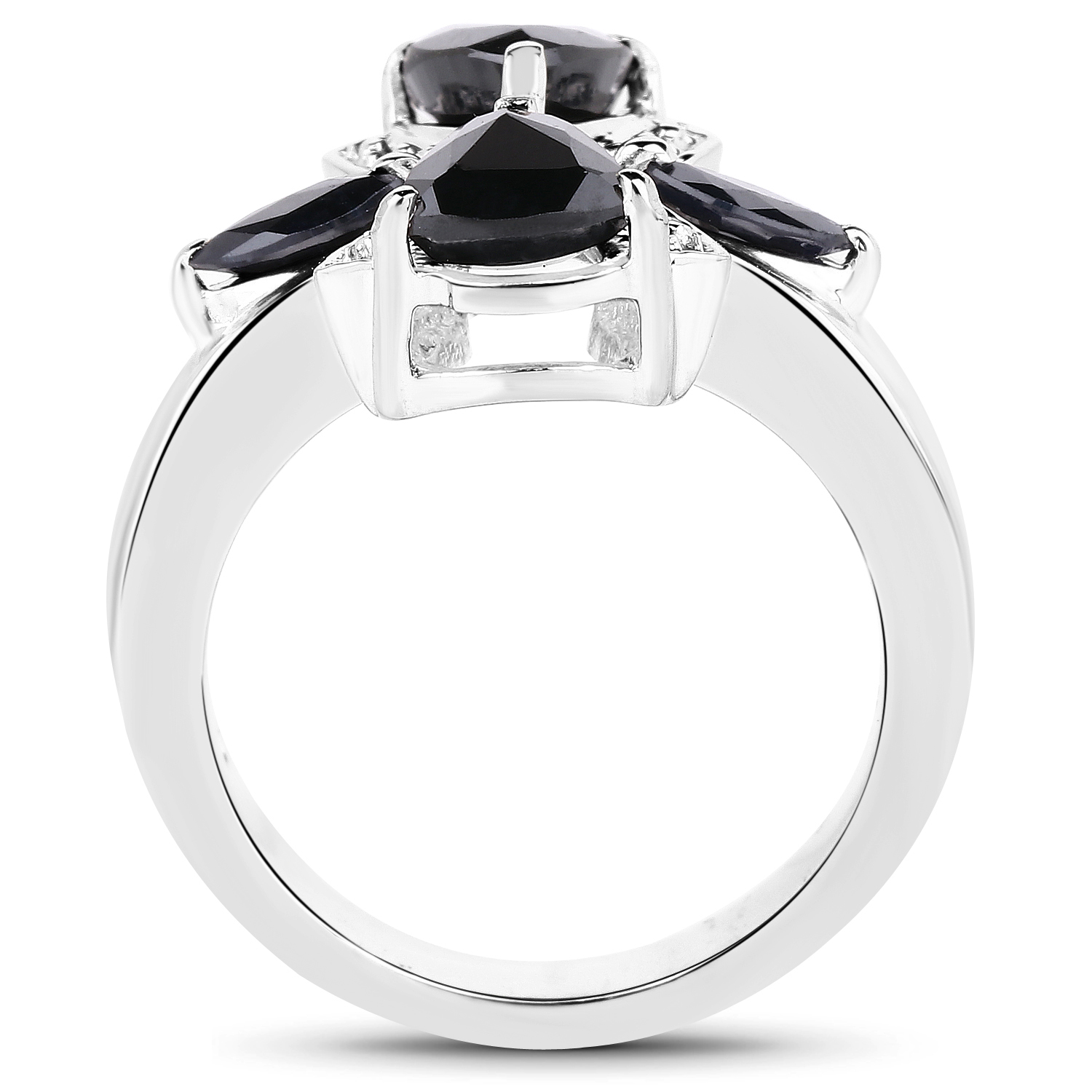 2.20 Carat Genuine Black Sapphire .925 Sterling Silver Ring