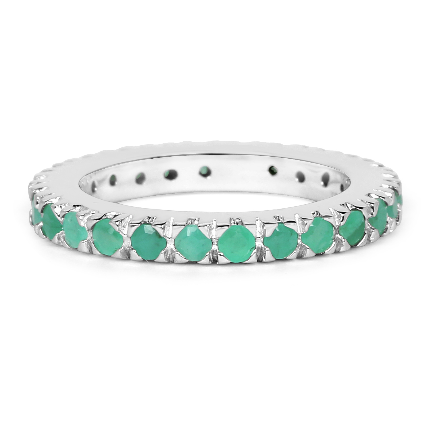 1.27 Carat Genuine Emerald .925 Sterling Silver Ring