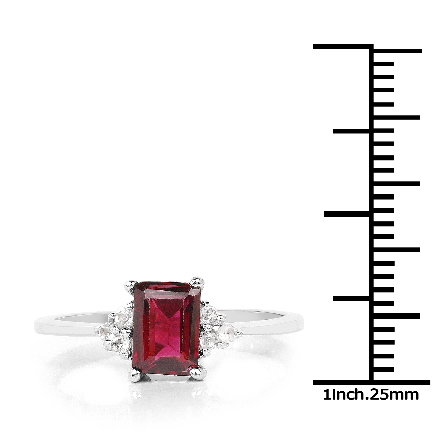 1.32 Carat Genuine Garnet and White Topaz .925 Sterling Silver Ring