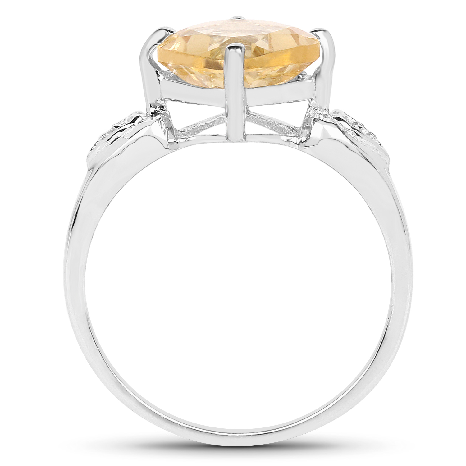 2.01 Carat Genuine Citrine and White Topaz .925 Sterling Silver Ring