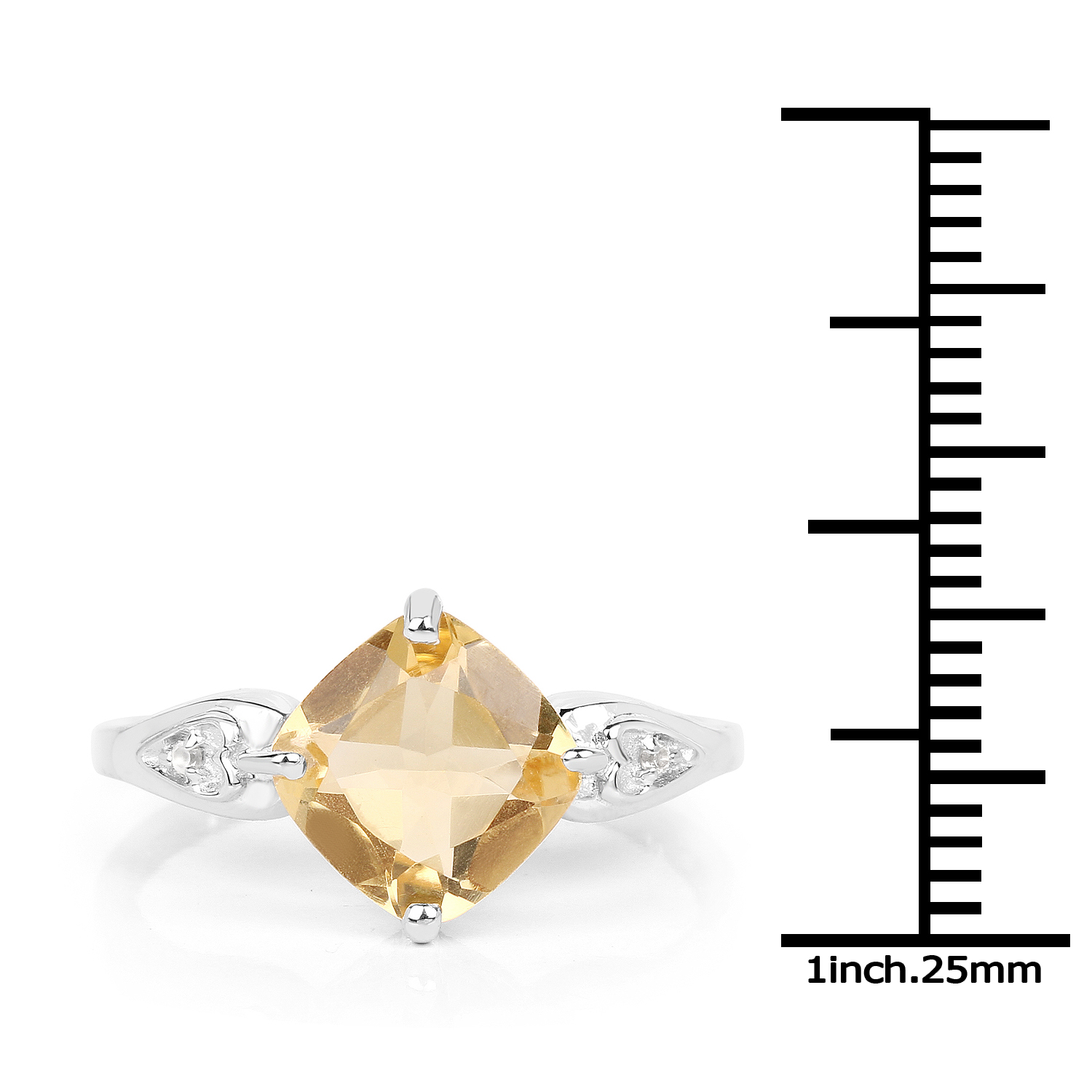 2.01 Carat Genuine Citrine and White Topaz .925 Sterling Silver Ring