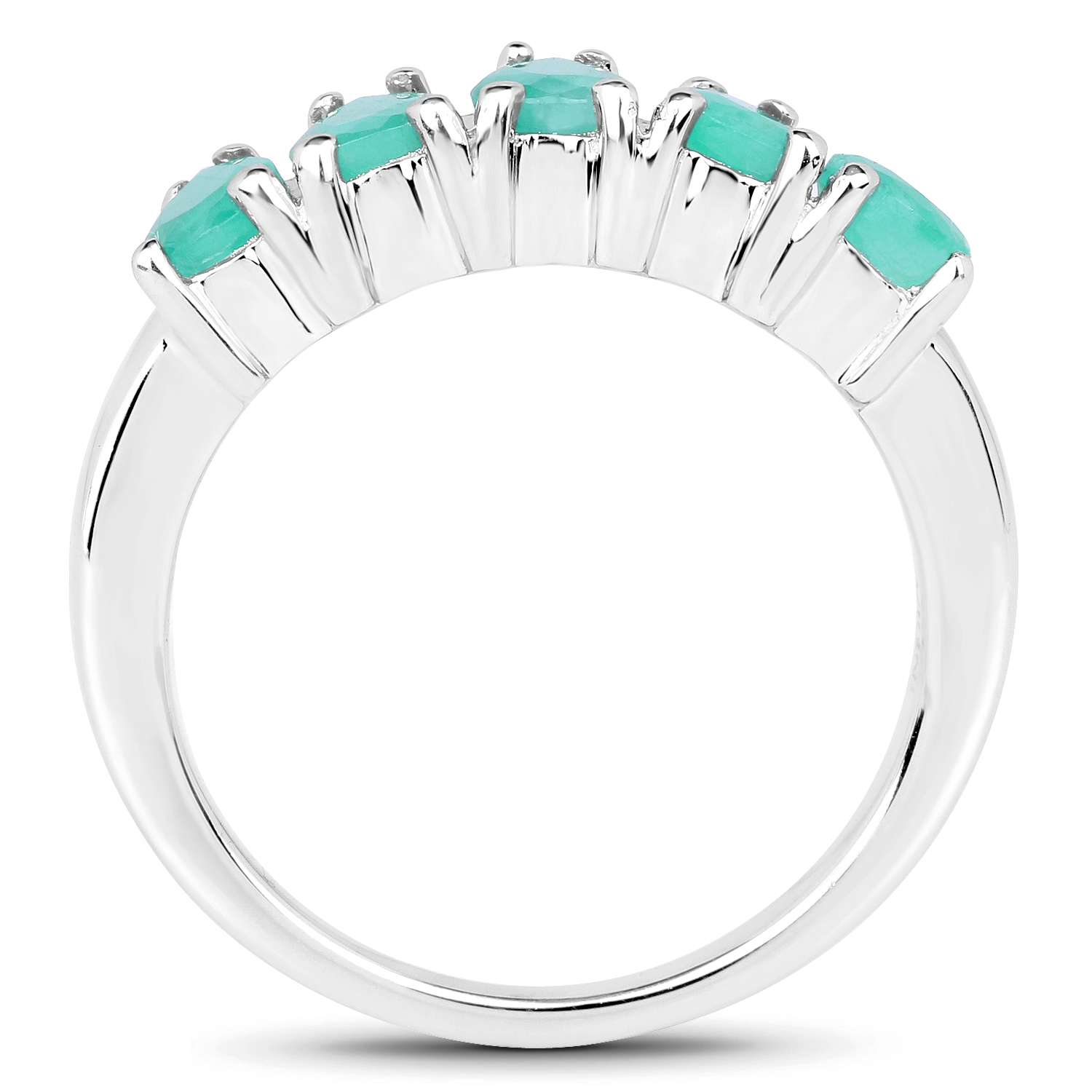 1.80 Carat Genuine Emerald .925 Sterling Silver Ring