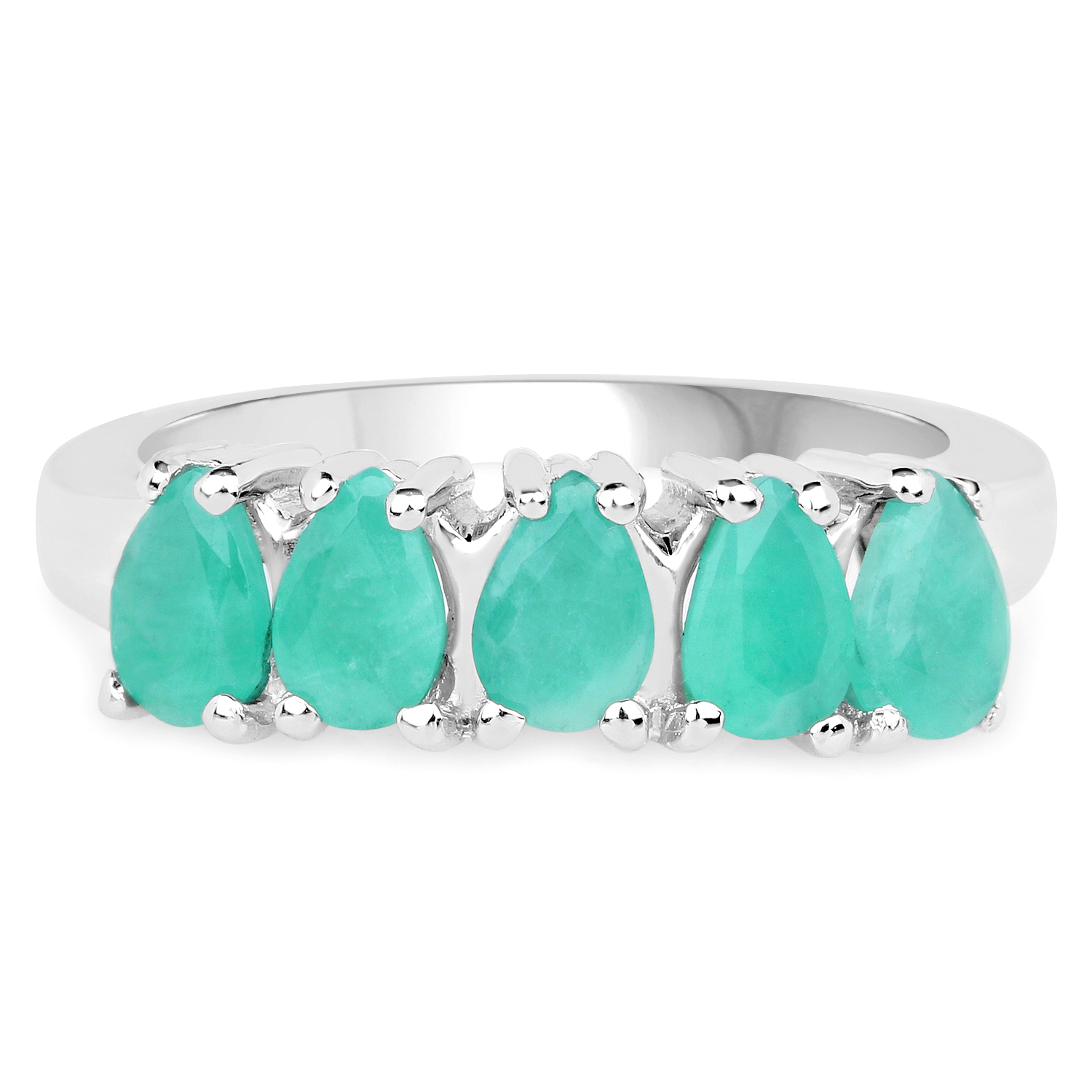 1.80 Carat Genuine Emerald .925 Sterling Silver Ring