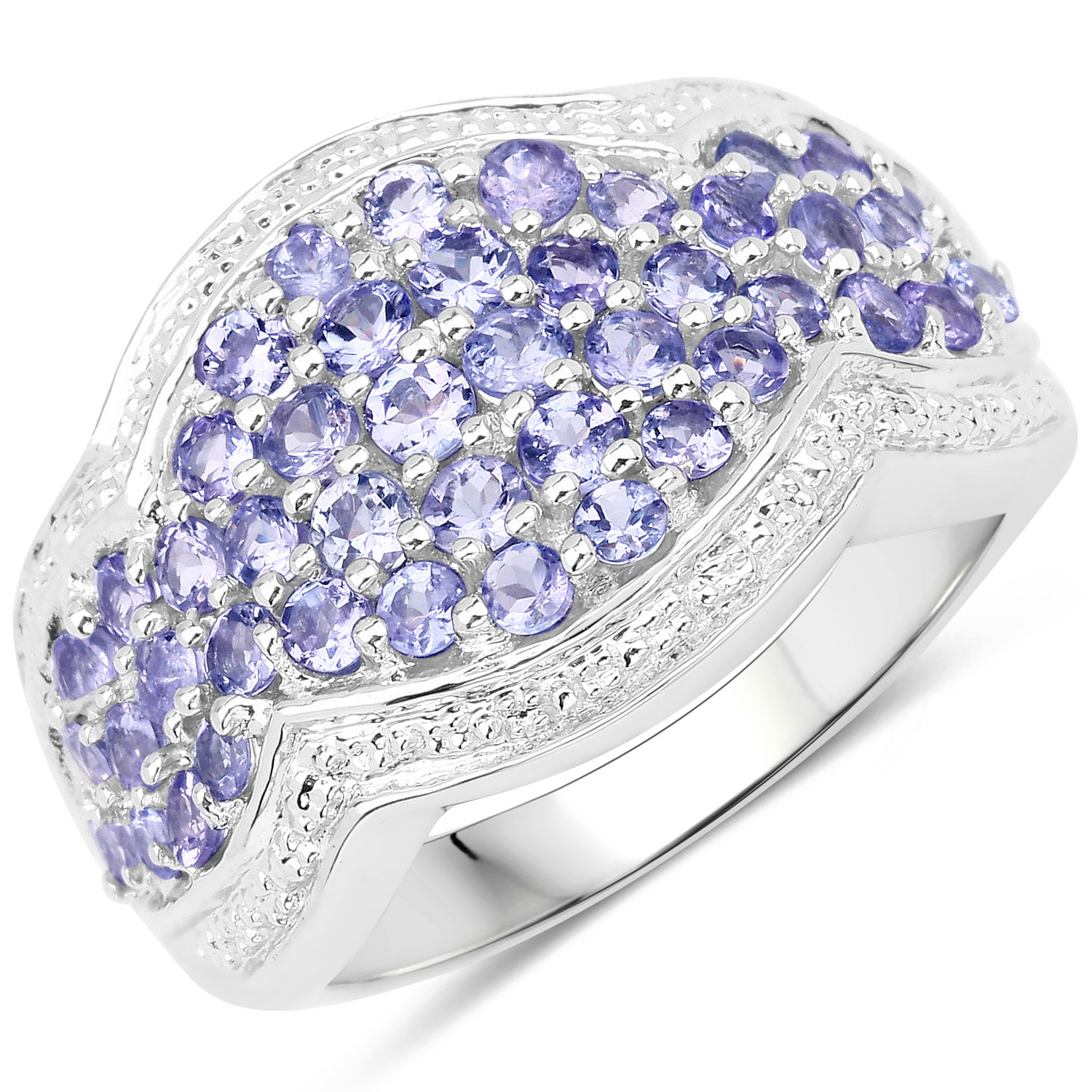 1.74 Carat Genuine Tanzanite .925 Sterling Silver Ring