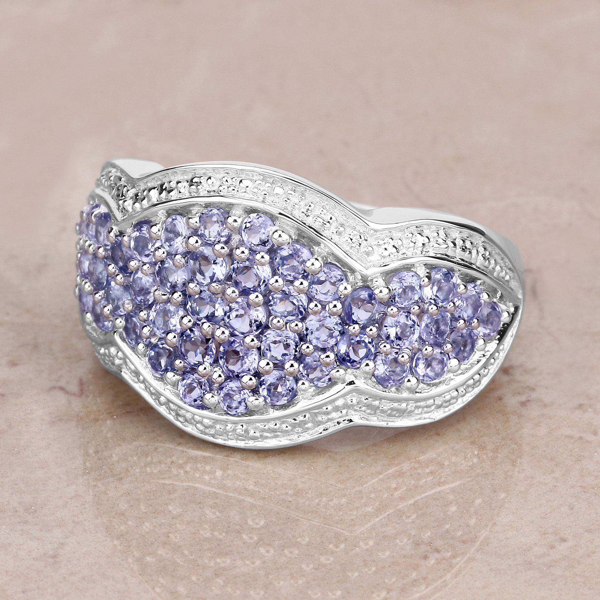 1.74 Carat Genuine Tanzanite .925 Sterling Silver Ring