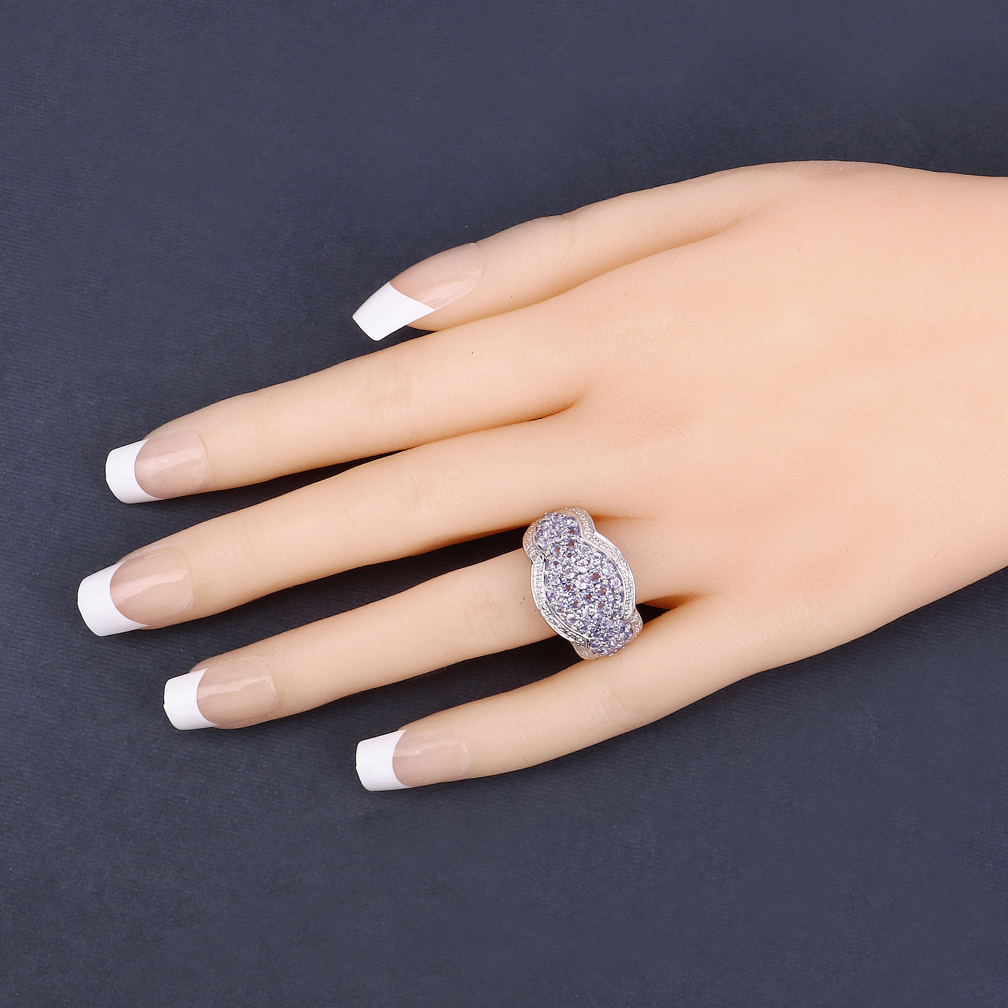 1.74 Carat Genuine Tanzanite .925 Sterling Silver Ring