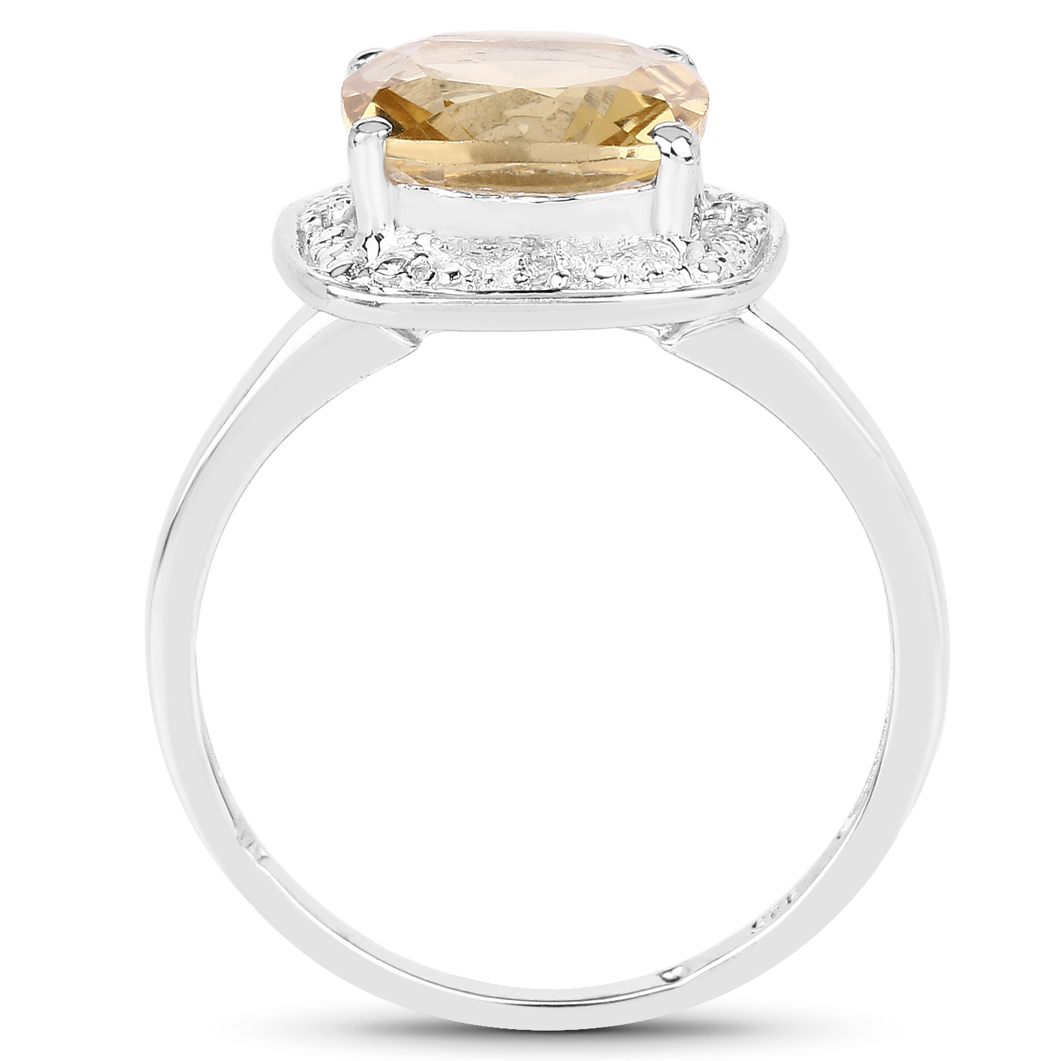 2.77 Carat Genuine Champagne Quartz & White Topaz .925 Sterling Silver Ring