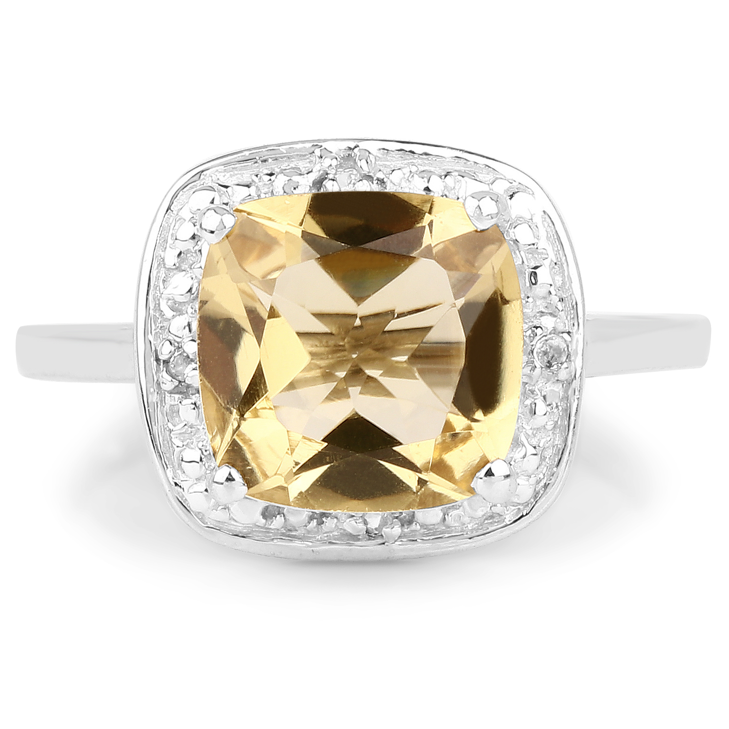 2.77 Carat Genuine Champagne Quartz & White Topaz .925 Sterling Silver Ring