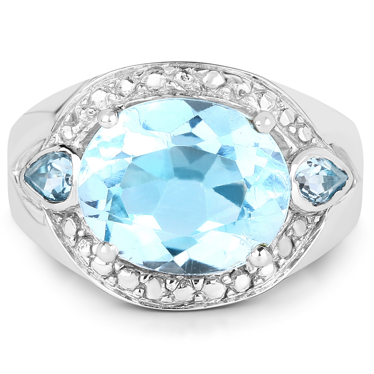 5.51 Carat Genuine Blue Topaz Brass Ring
